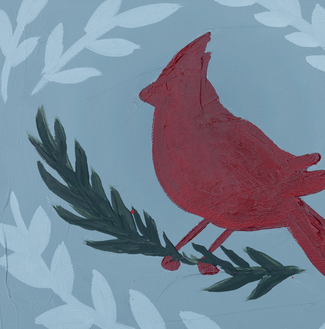Folk Art Cardinal Luxe Art Print