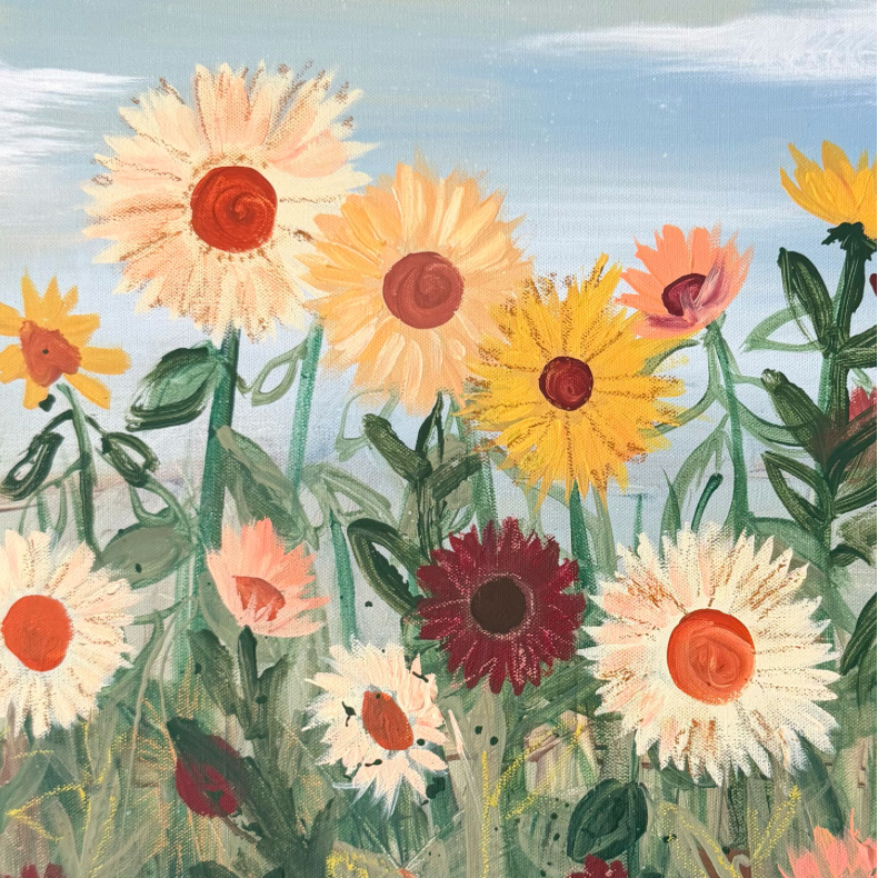 Sunflower Farm Canvas Wall Art. Square