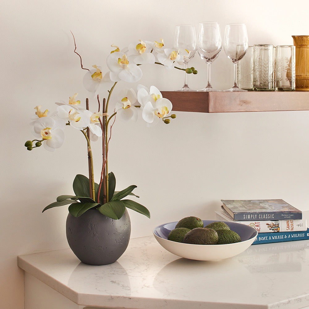 artificial orchid plants in pots 25" Artificial White Double Stem Orchid