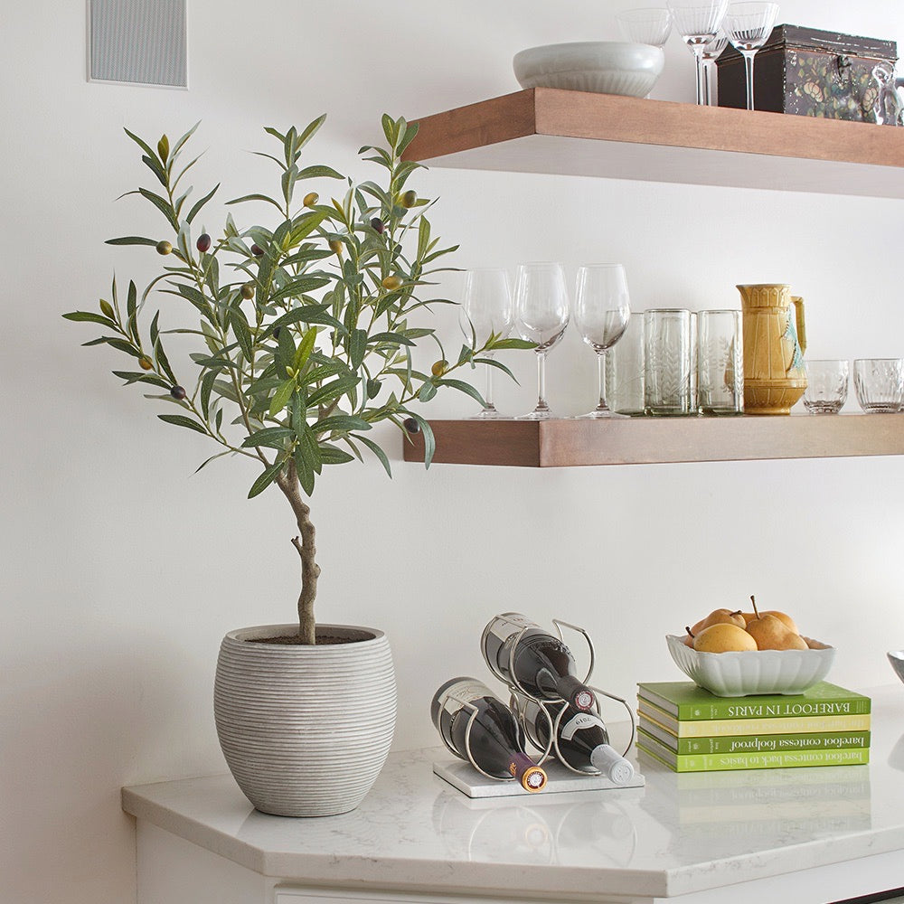 plant pots for topiary trees Artificial Olive Topiary Tree with Mediterranean Pot
