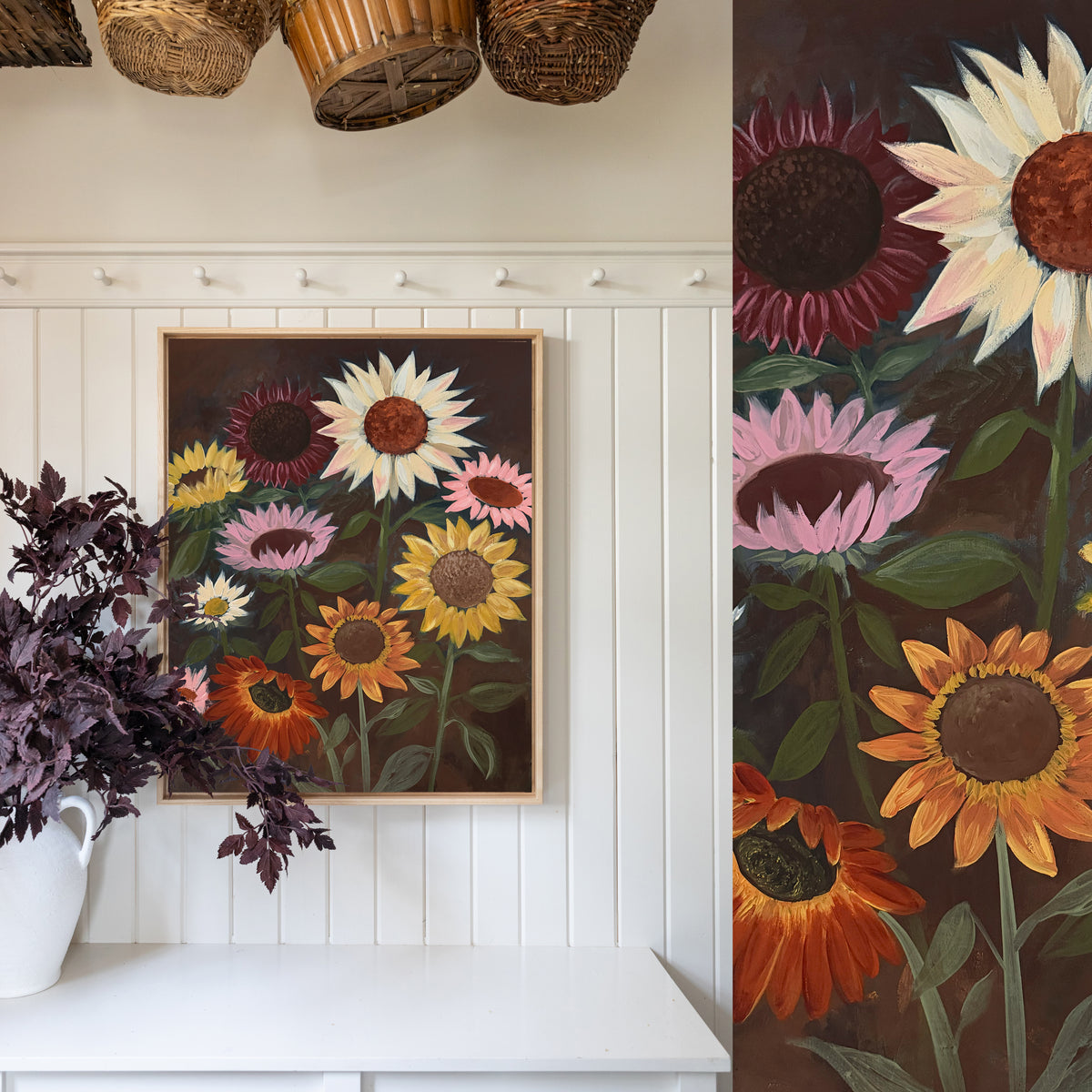 Moody Sunflowers Canvas Wall Art