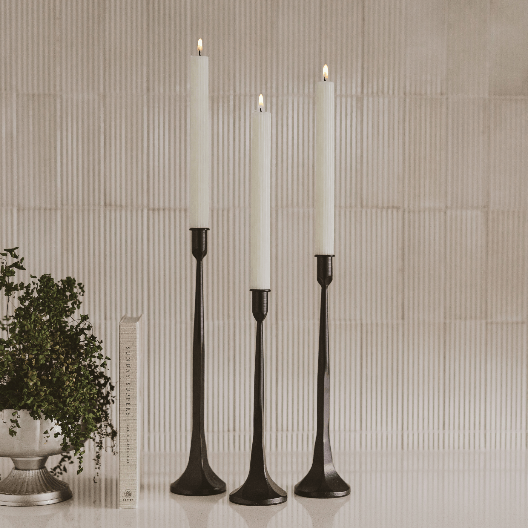 Fluted Taper Candles (Set of 3)