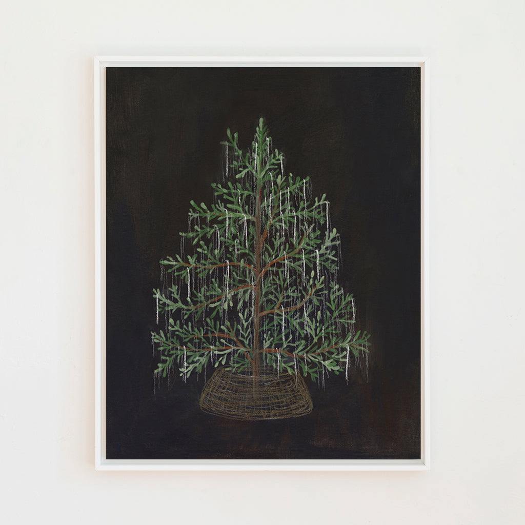 Christmas Tree with Tinsel Canvas Wall Art