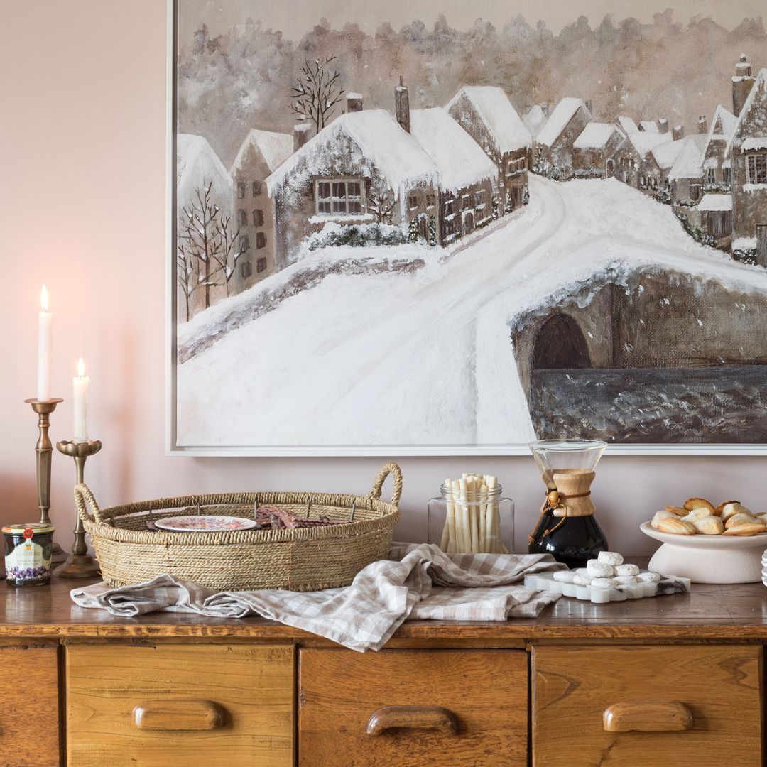 Snuggled Up Village Canvas Wall Art