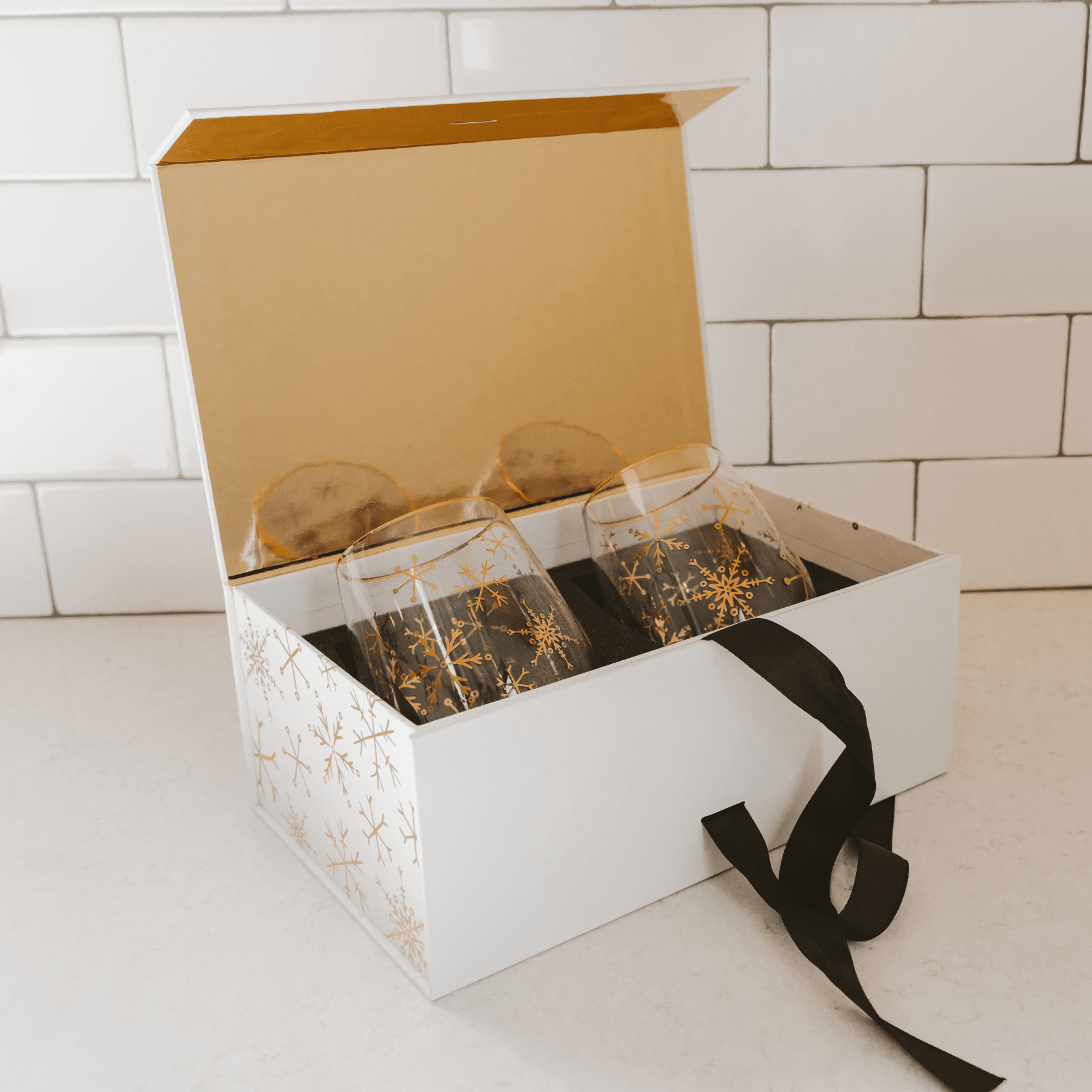 Snowflakes Stemless Wine Glass (Boxed Set of 2)