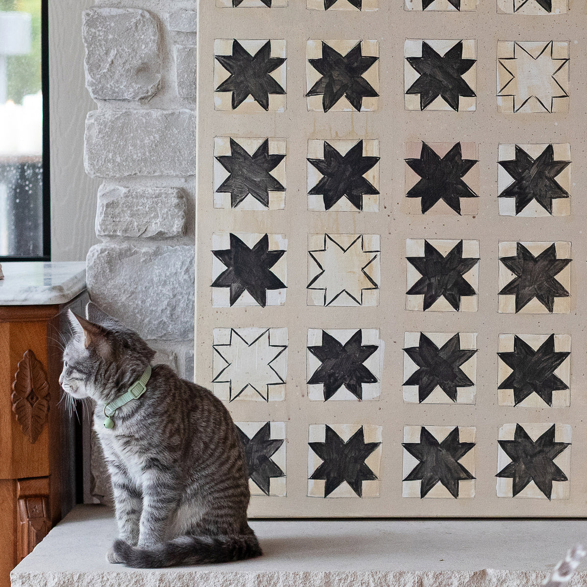 Winter Star Quilt Canvas Wall Art. vertical