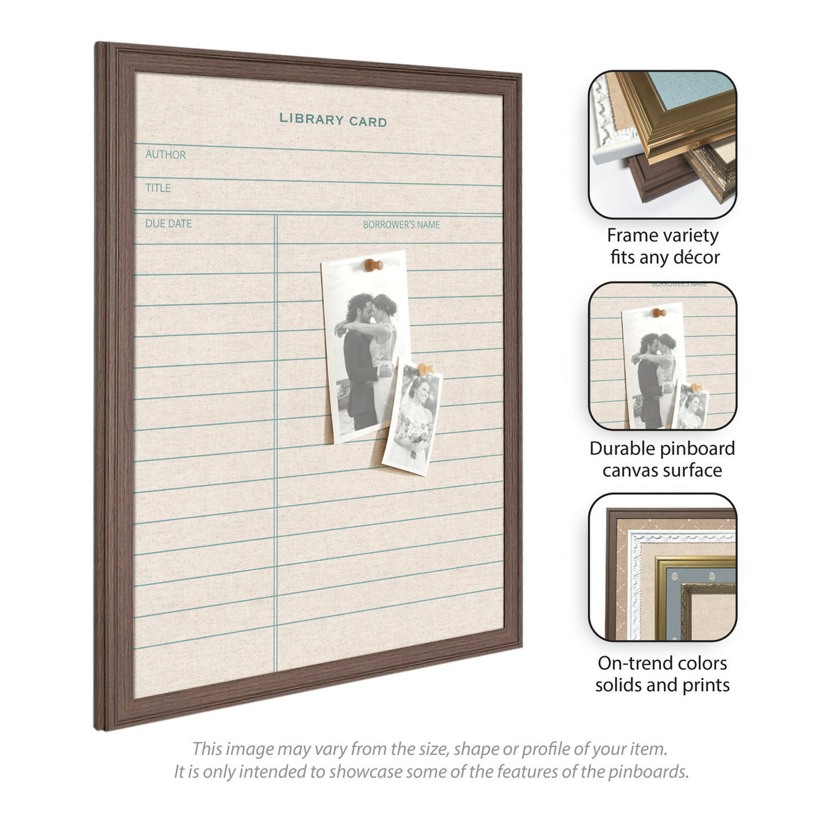 Framed Fabric Pinboard Linen Library Card