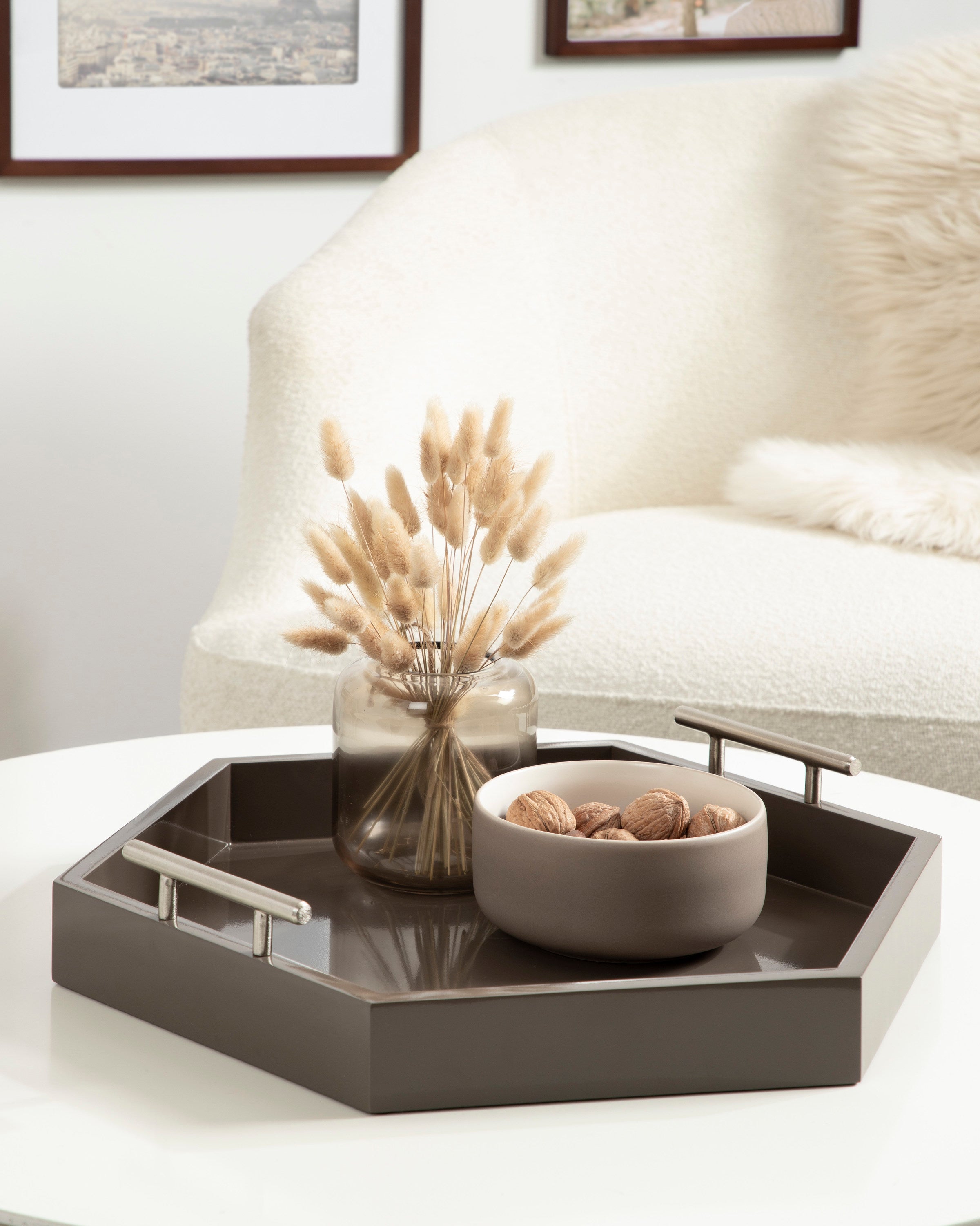 Lipton Hexagon Decorative Tray with Metal Handles