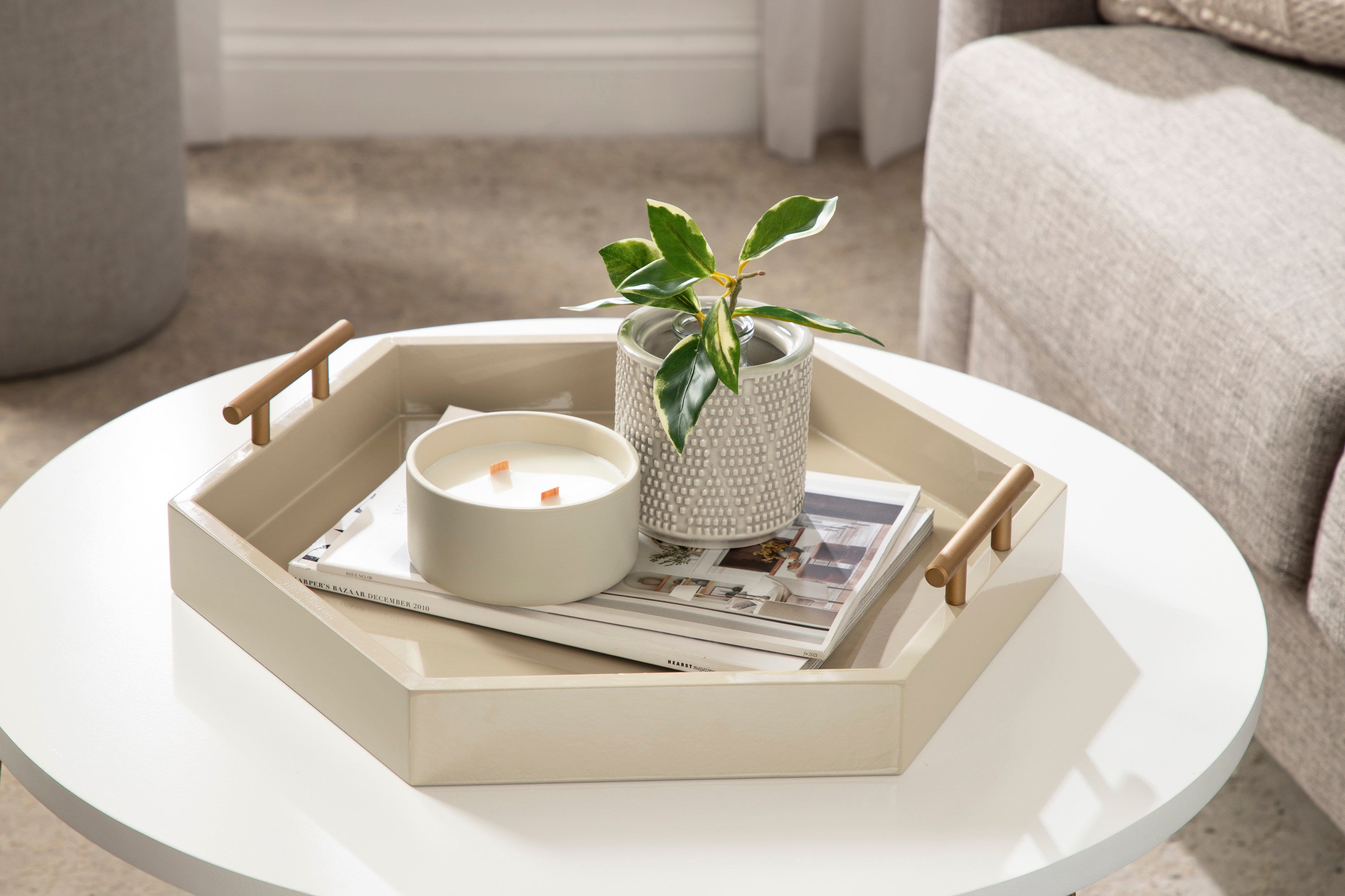 Lipton Hexagon Decorative Tray with Metal Handles