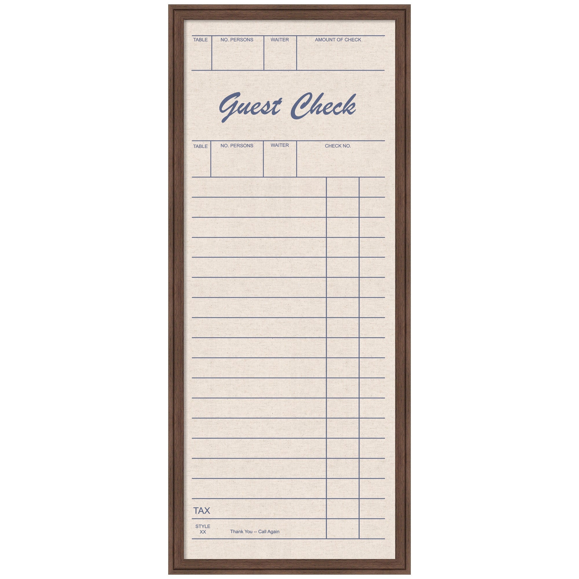 Framed Fabric Pinboard Linen Guest Check Wall Organization