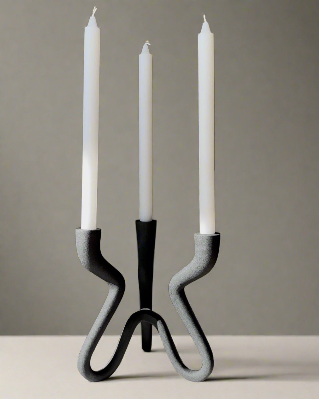 Ebony Elevated Black Aluminum Candelabra