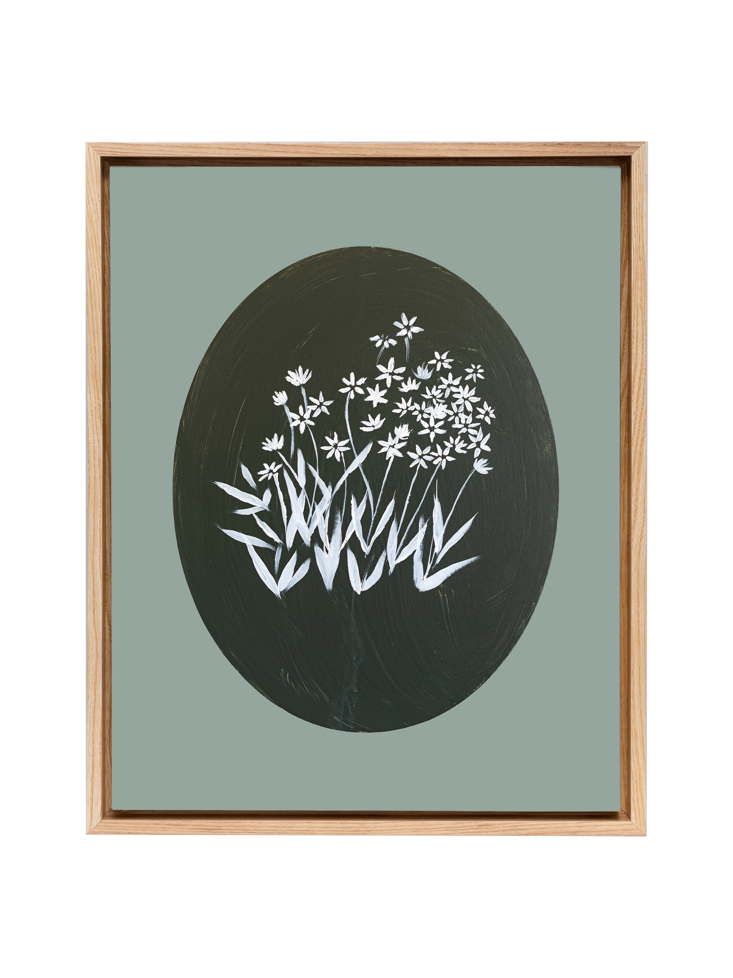 Bethlehem Flower Oval | Smoky Jade | Canvas