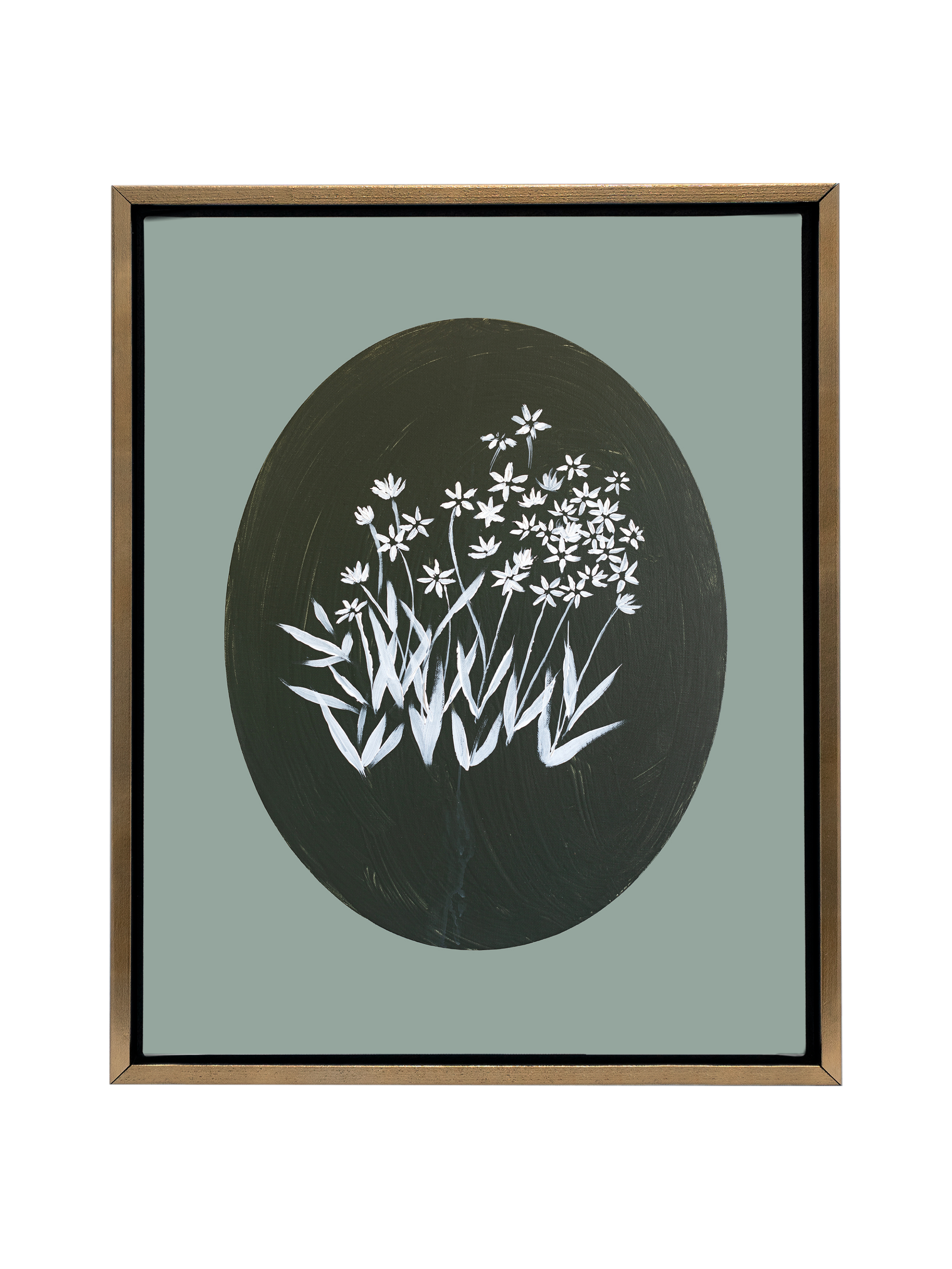 Bethlehem Flower Oval | Smoky Jade | Canvas