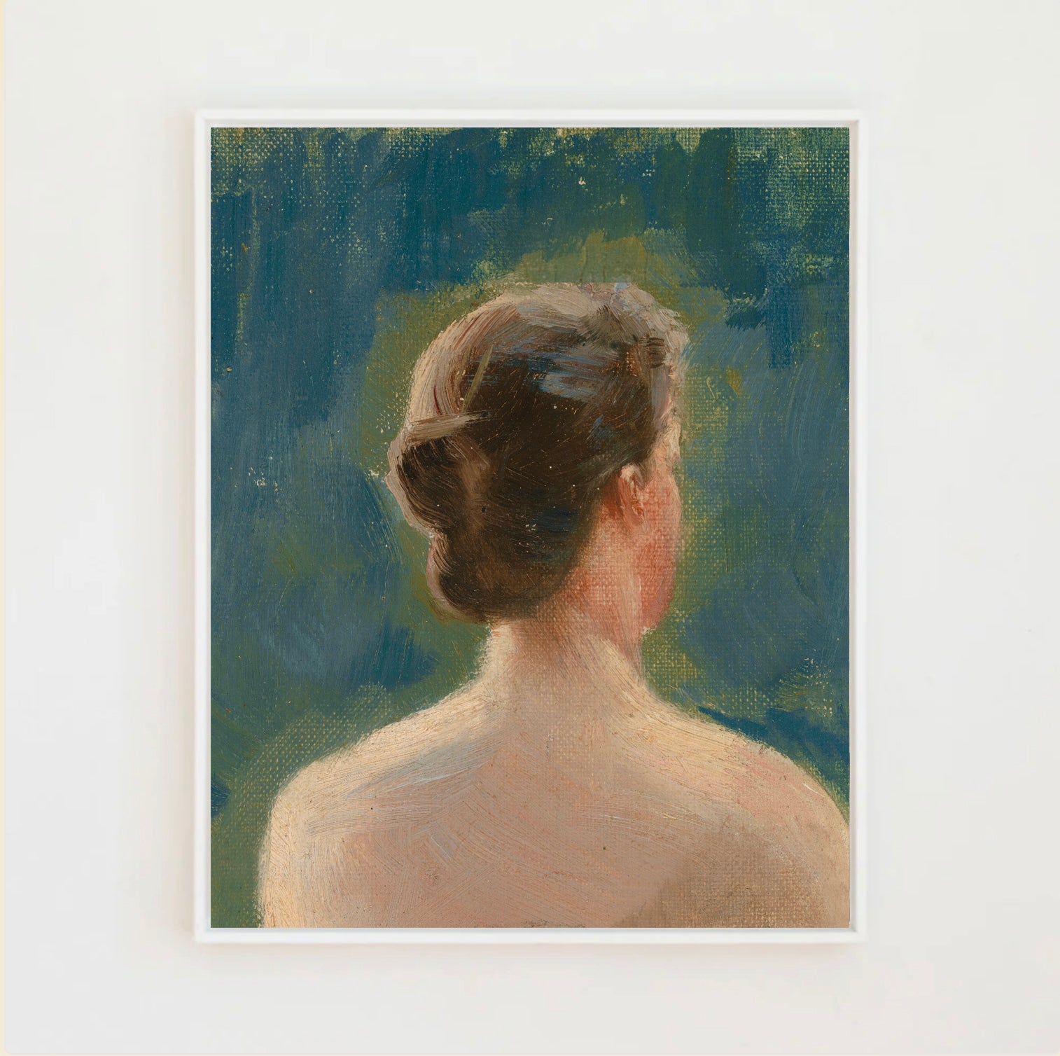 Blue Green Portrait Canvas Wall Art (Vintage Reproduction)