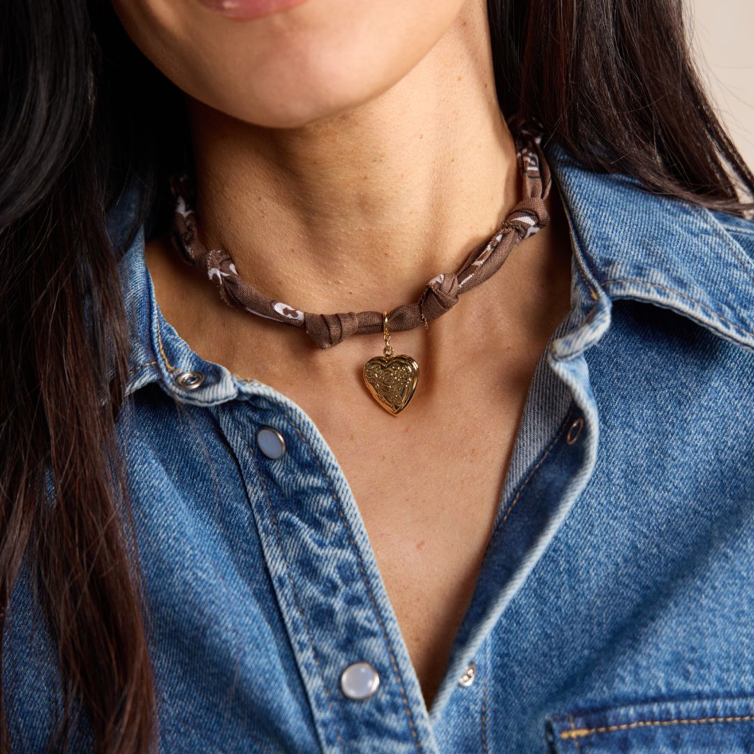 Brown Bandana Charm Necklace
