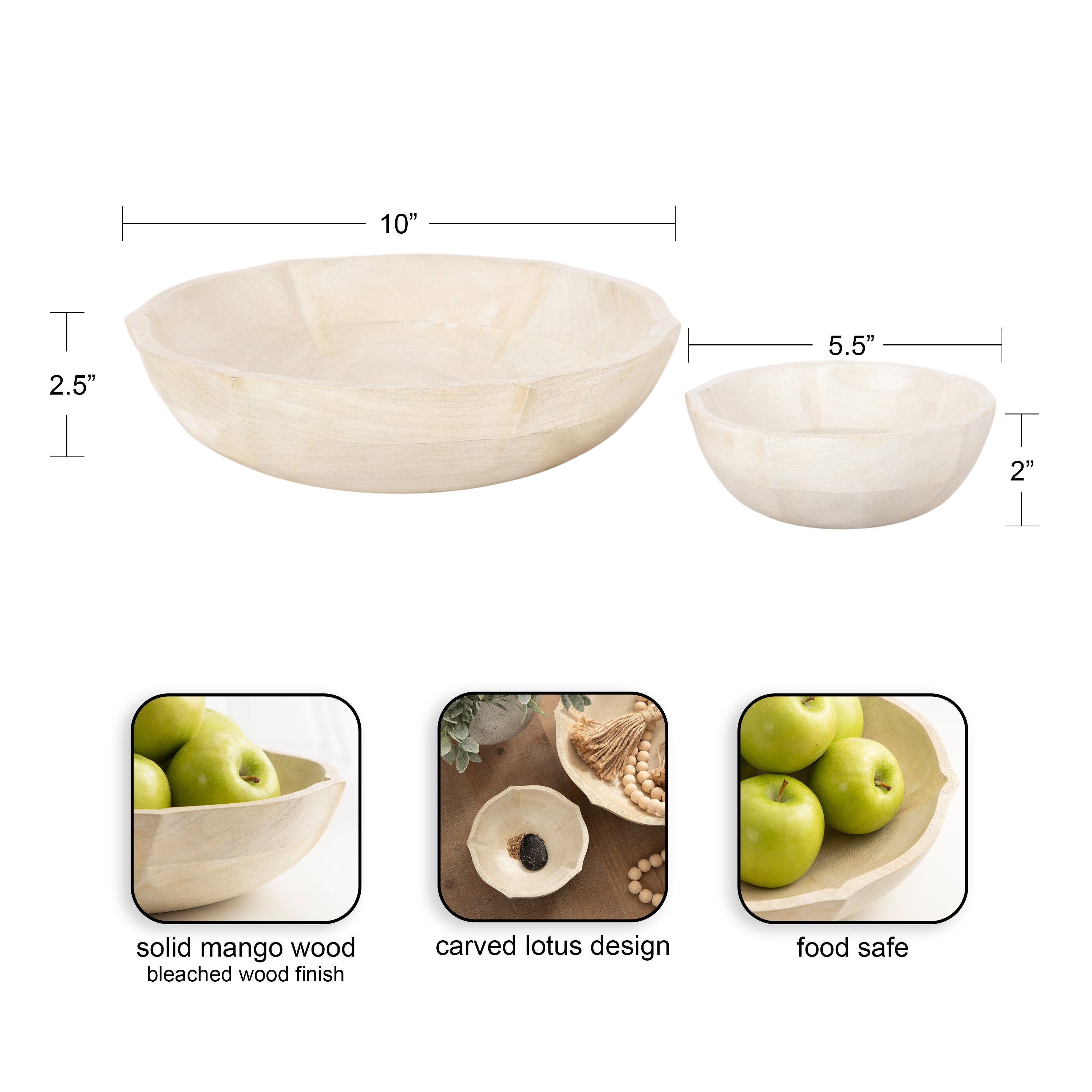 Lorah Wood Bowl Set