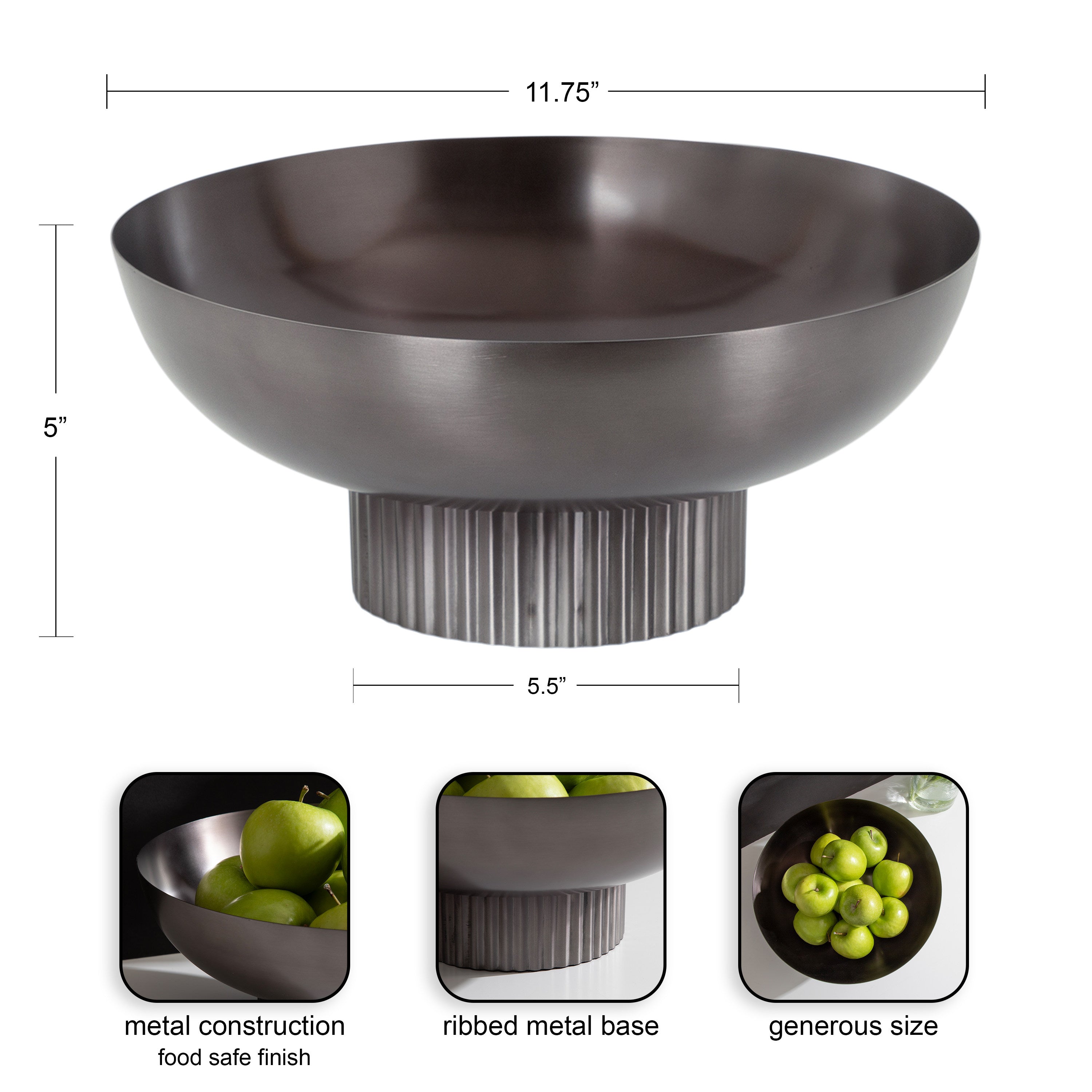Rooks Ribbed Metal Bowl
