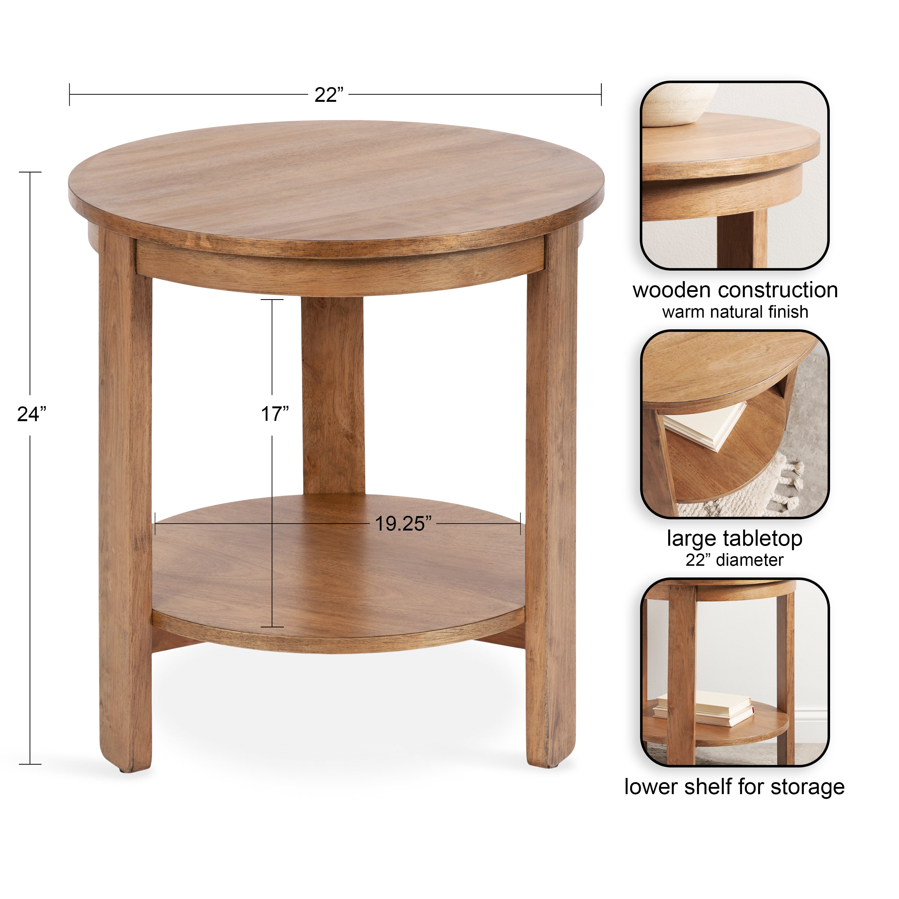 Foxford Round Wood Side Table