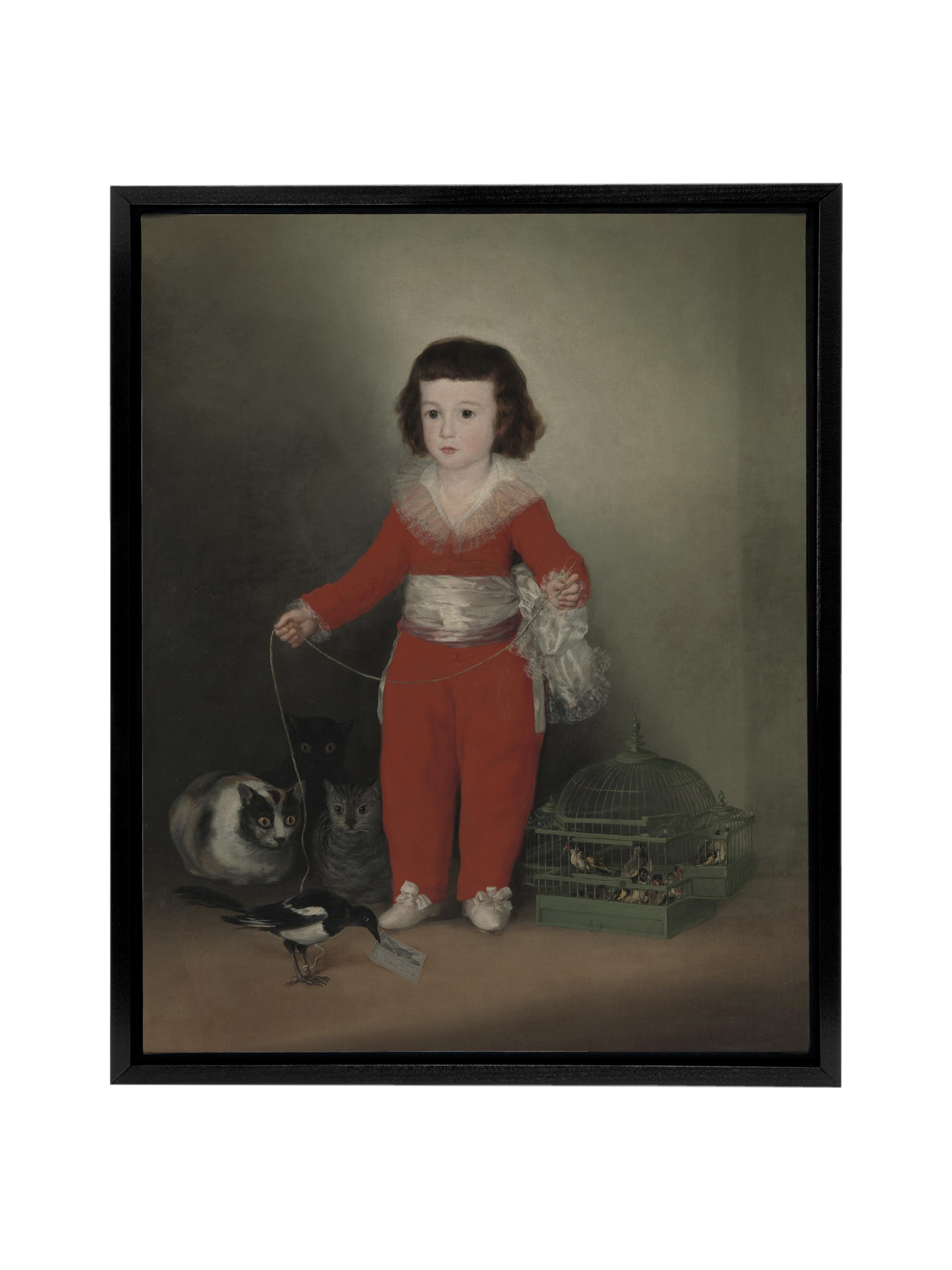 Child With Bird In Red Suit | Canvas