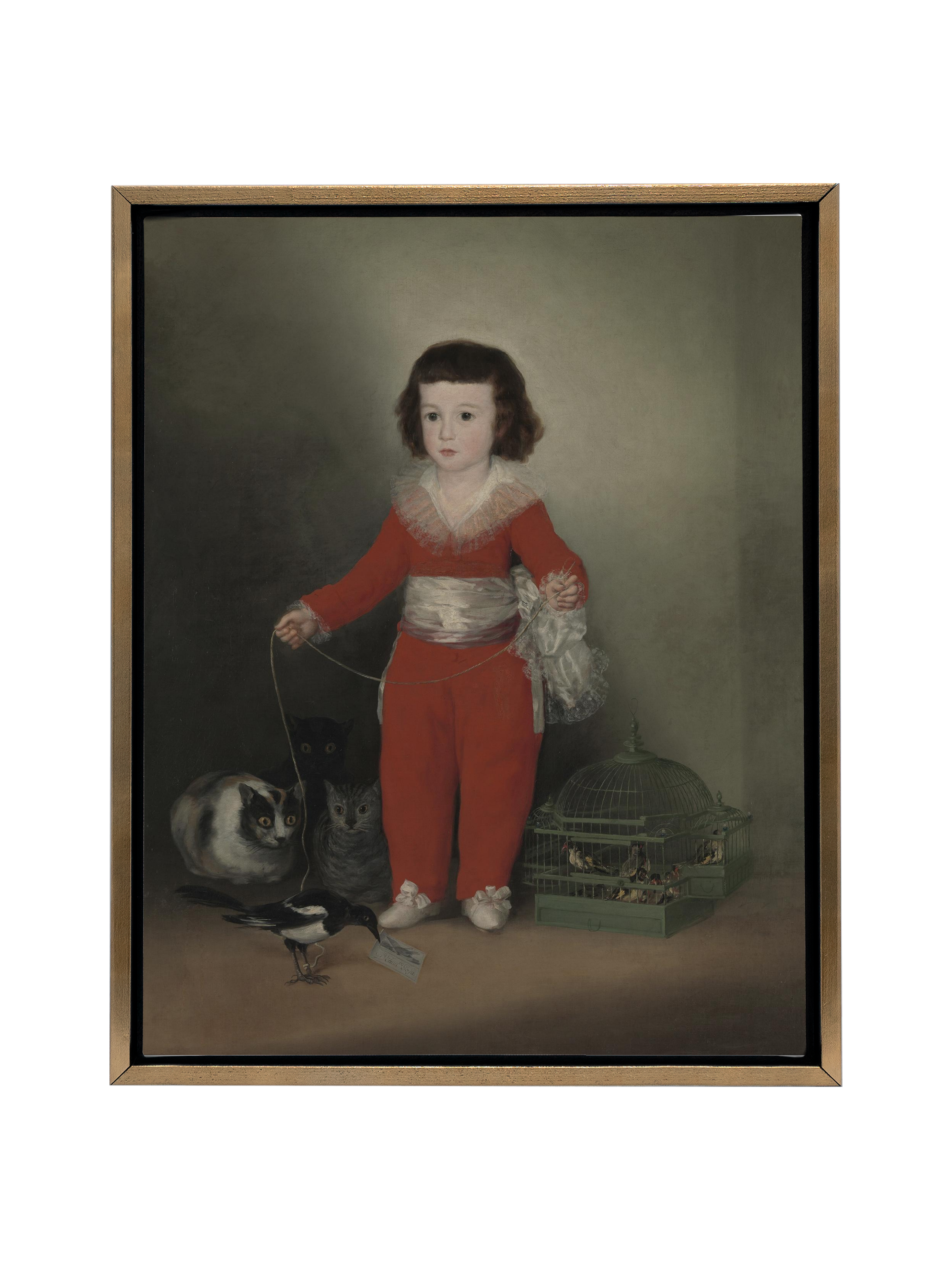 Child With Bird In Red Suit | Canvas