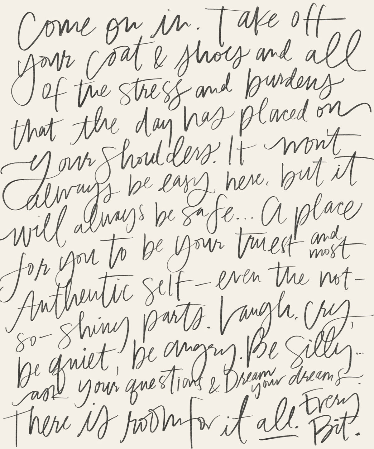Come On In in (Lettering) Luxe Art Print