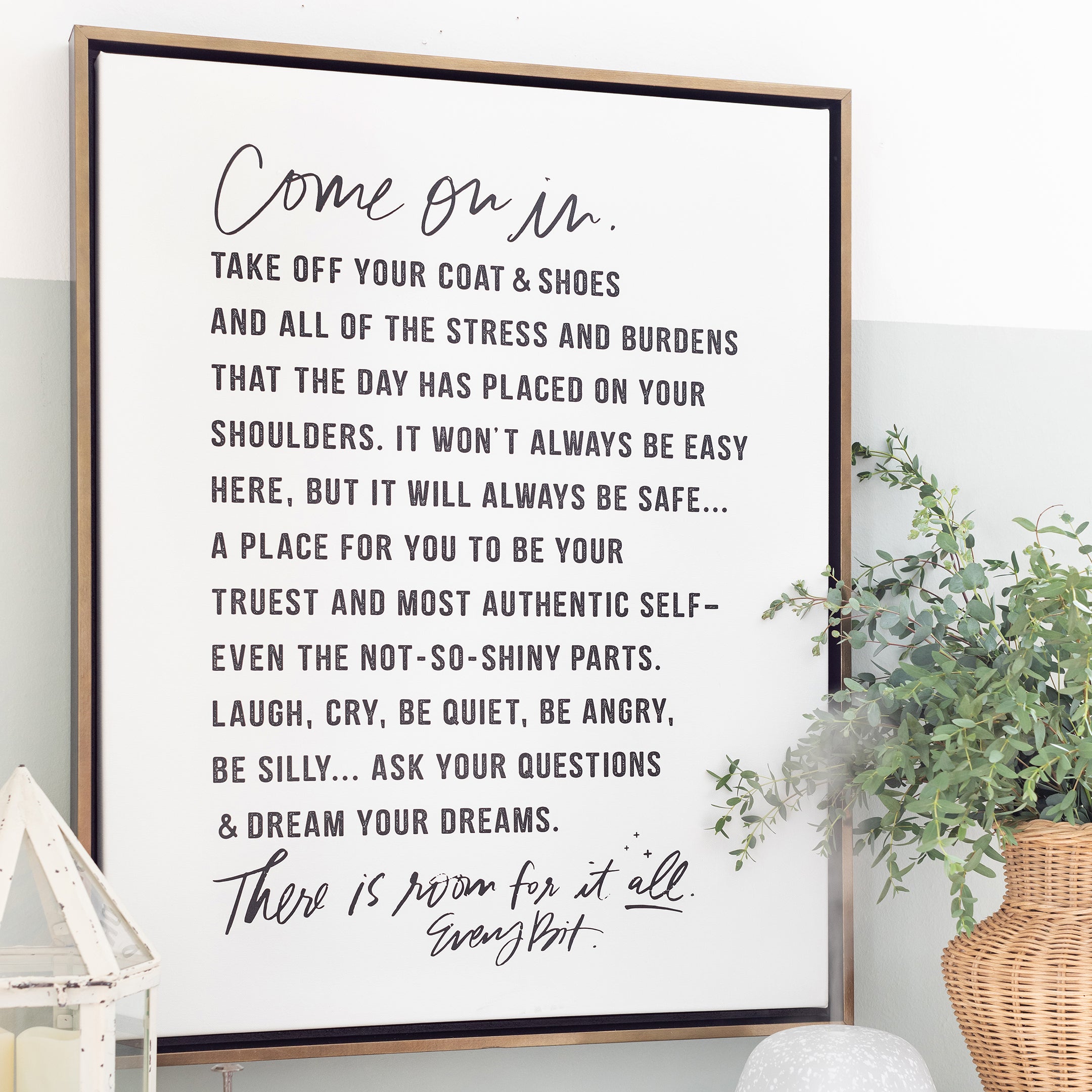 Come On In in Type Canvas Wall Art
