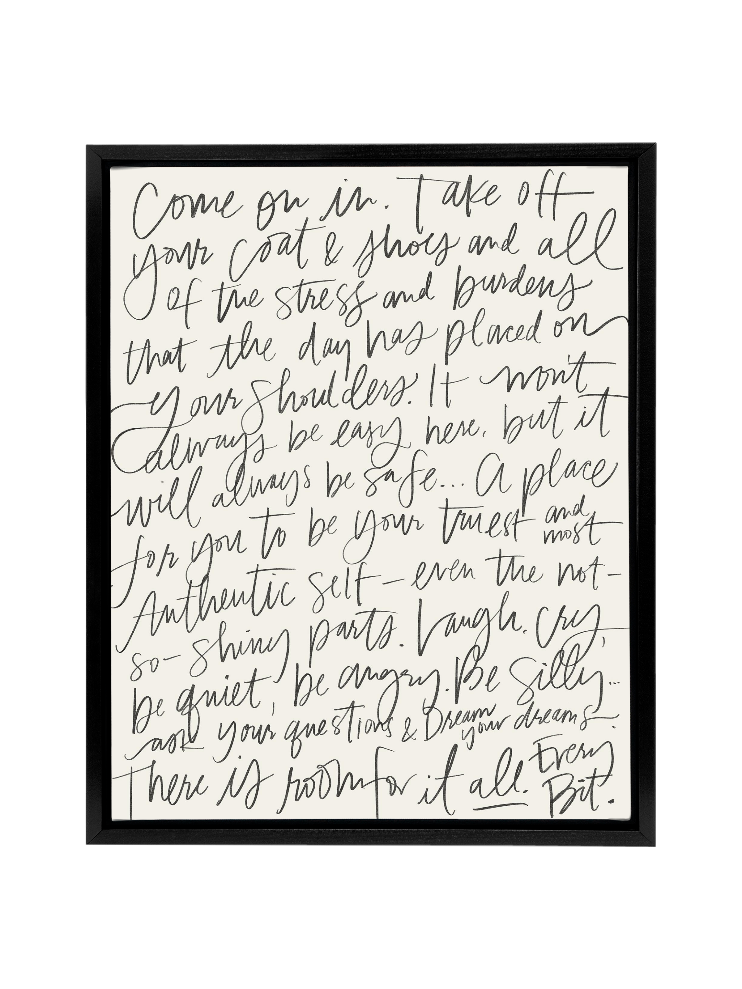 Come On In in Lettering | Alabaster | Canvas