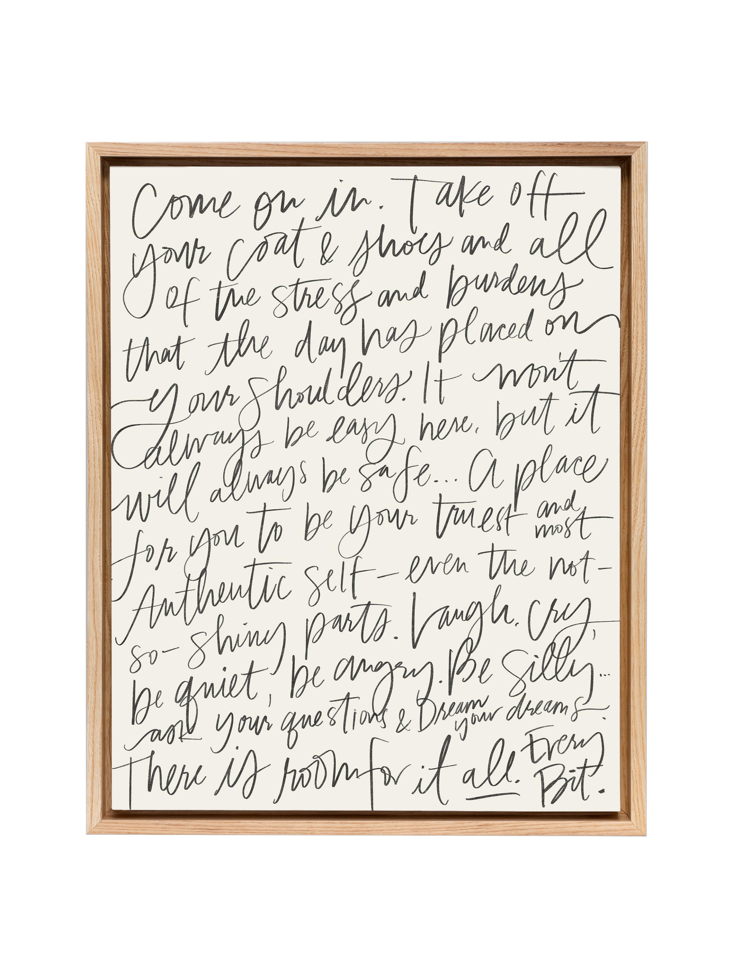 Come On In in Lettering | Alabaster | Canvas