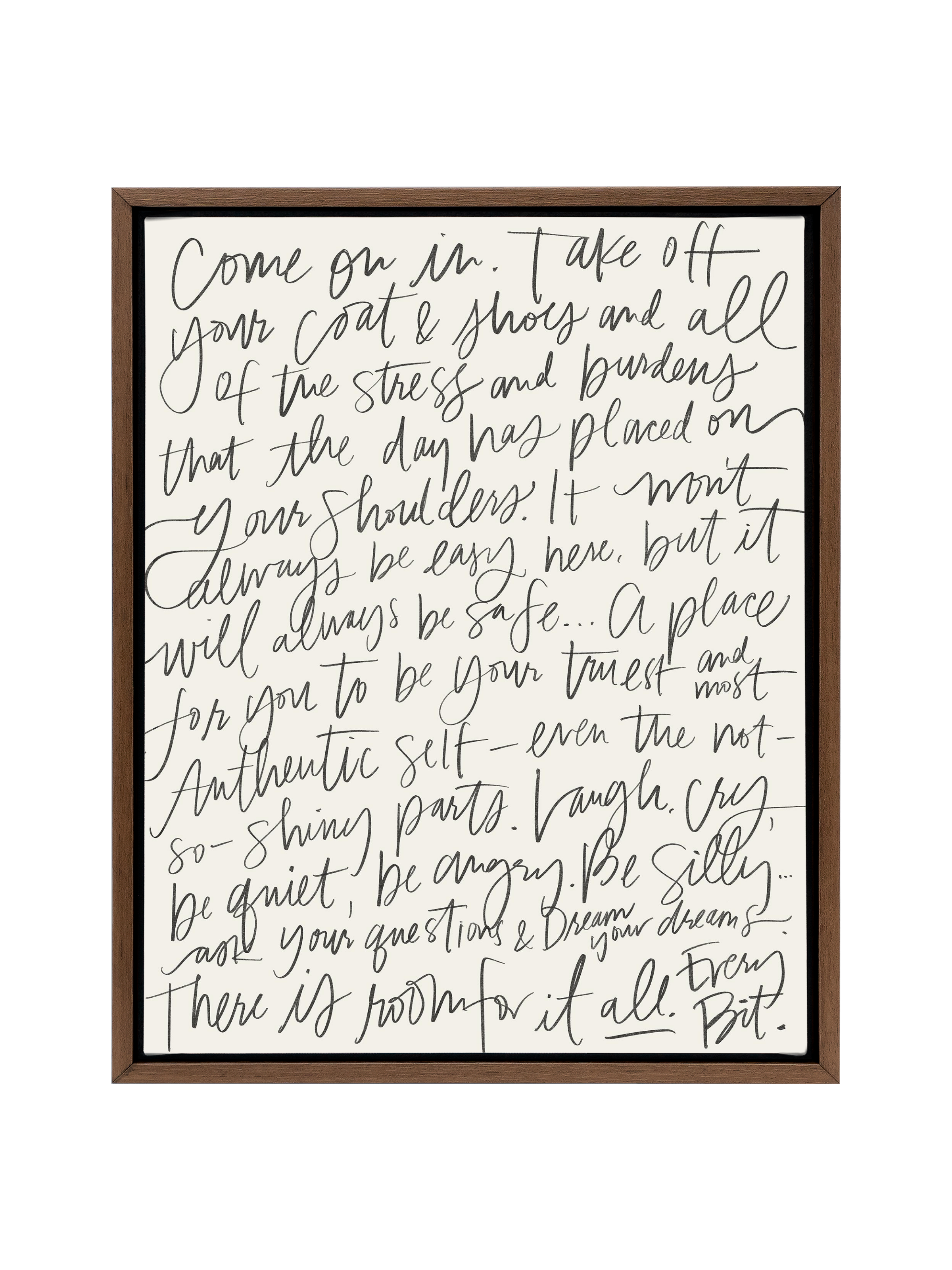 Come On In in Lettering | Alabaster | Canvas