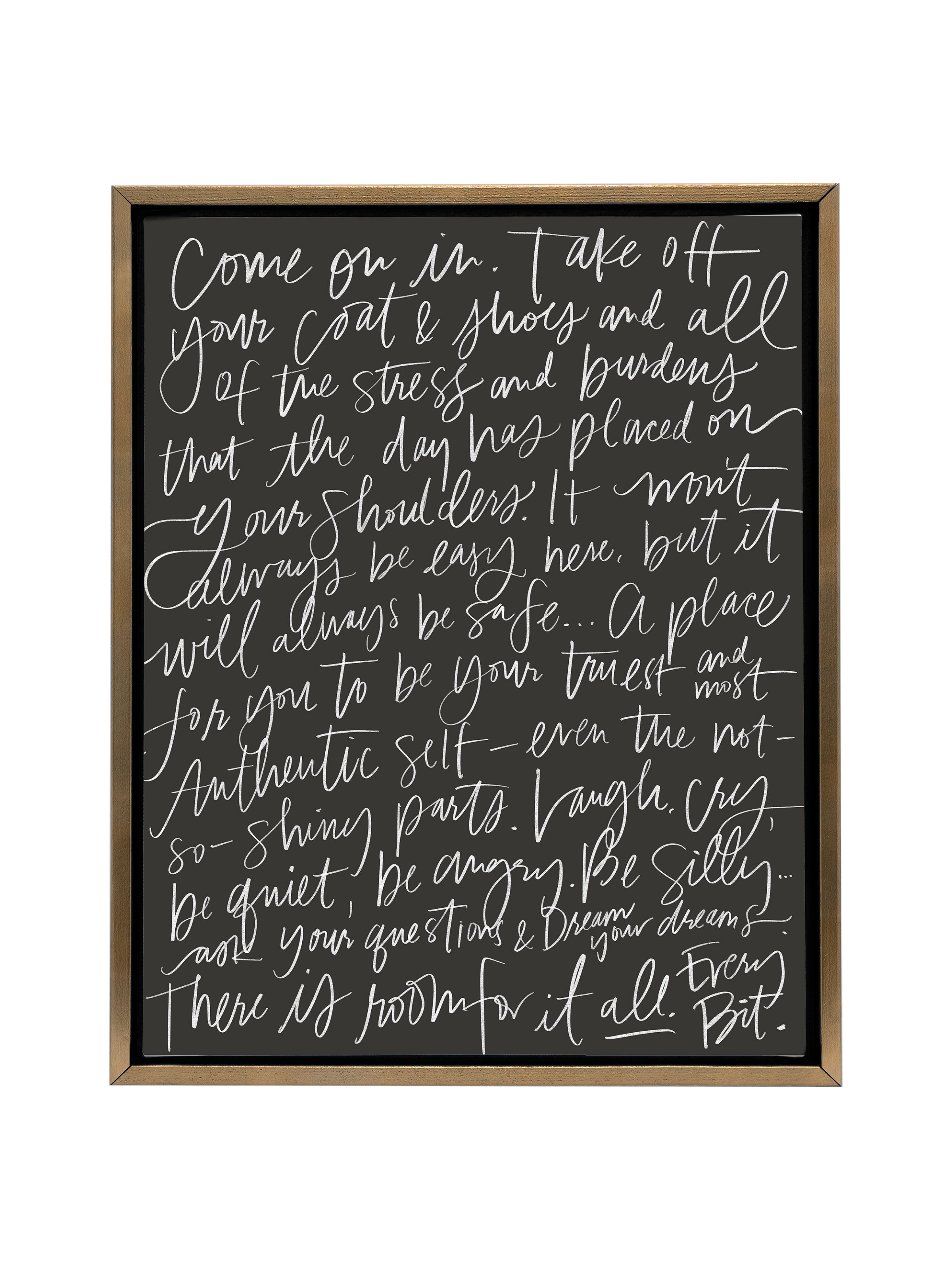 Come On In in Lettering | Charcoal | Canvas