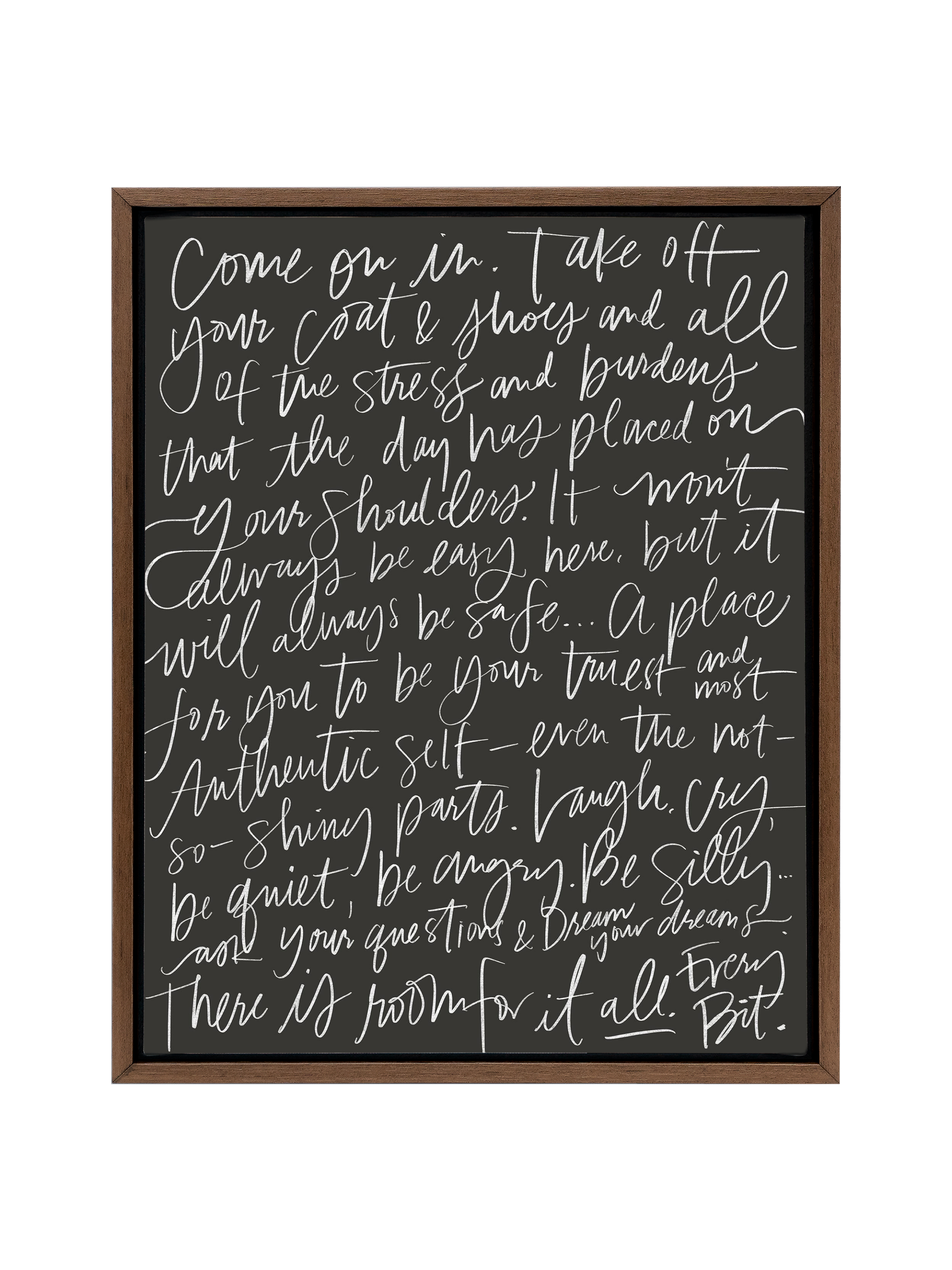 Come On In in Lettering | Charcoal | Canvas