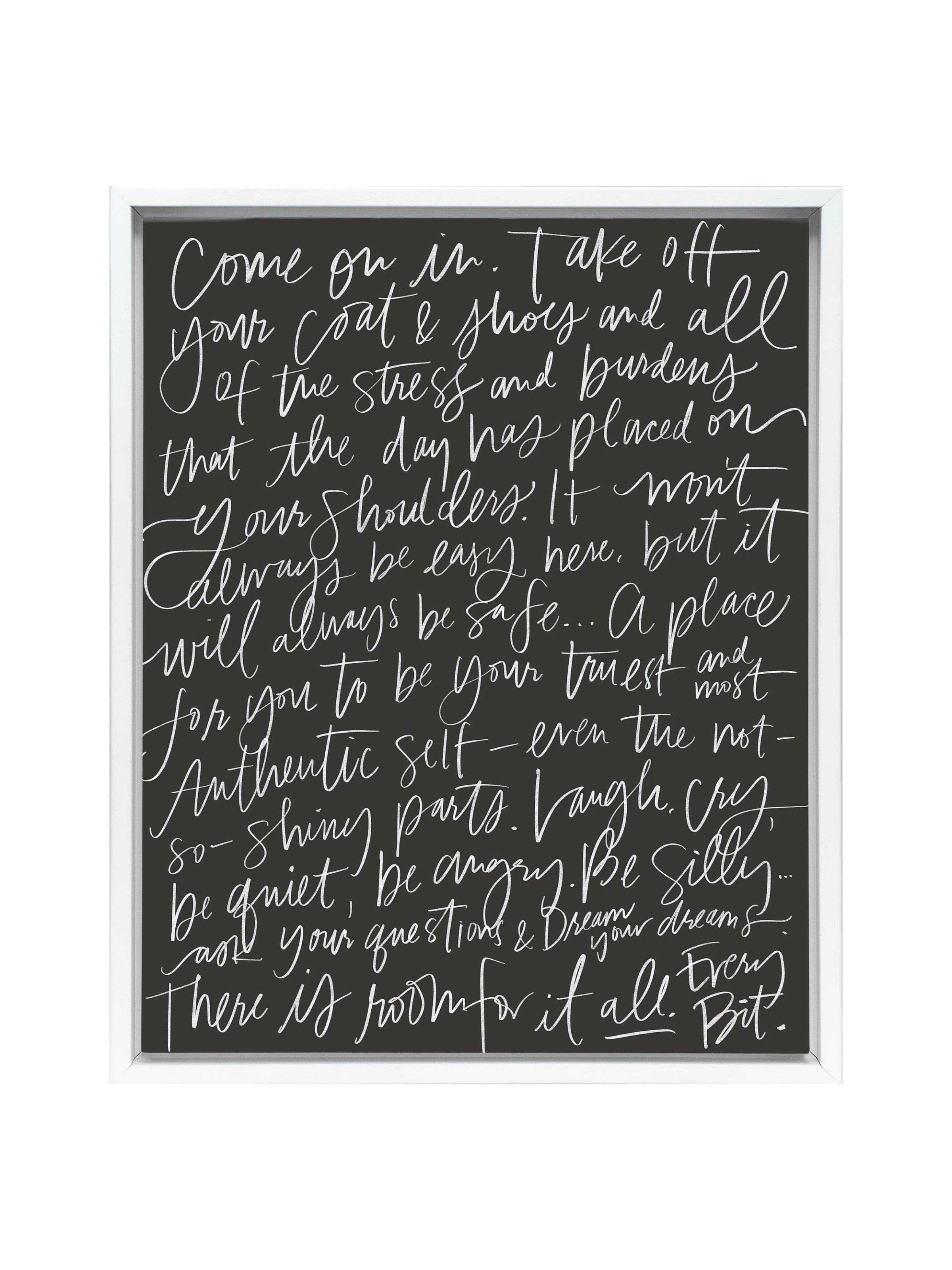 Come On In in Lettering | Charcoal | Canvas