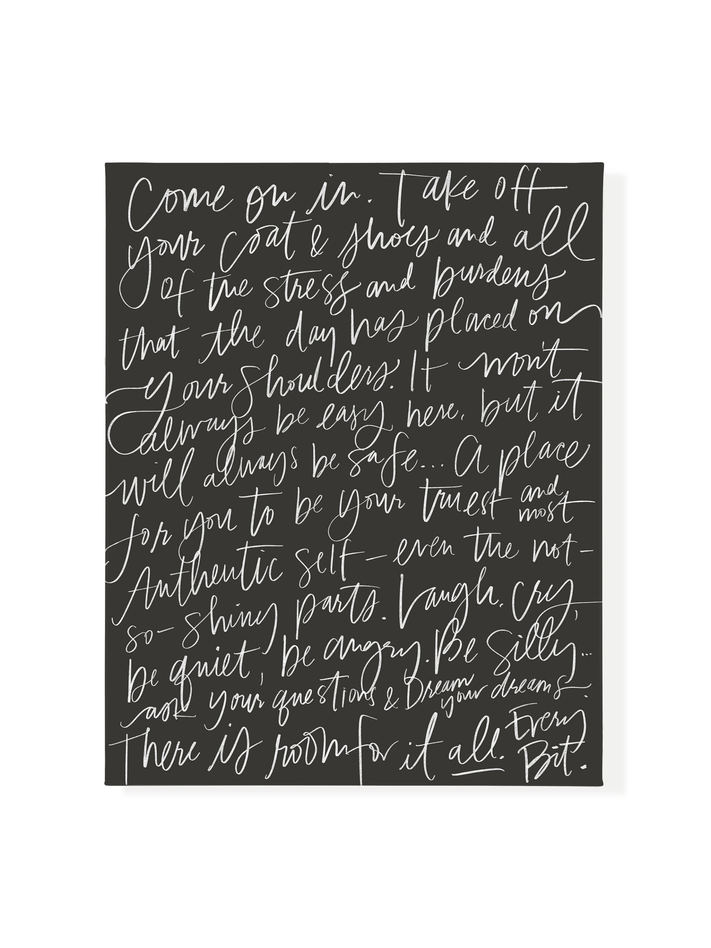 Come On In in Lettering | Charcoal | Canvas