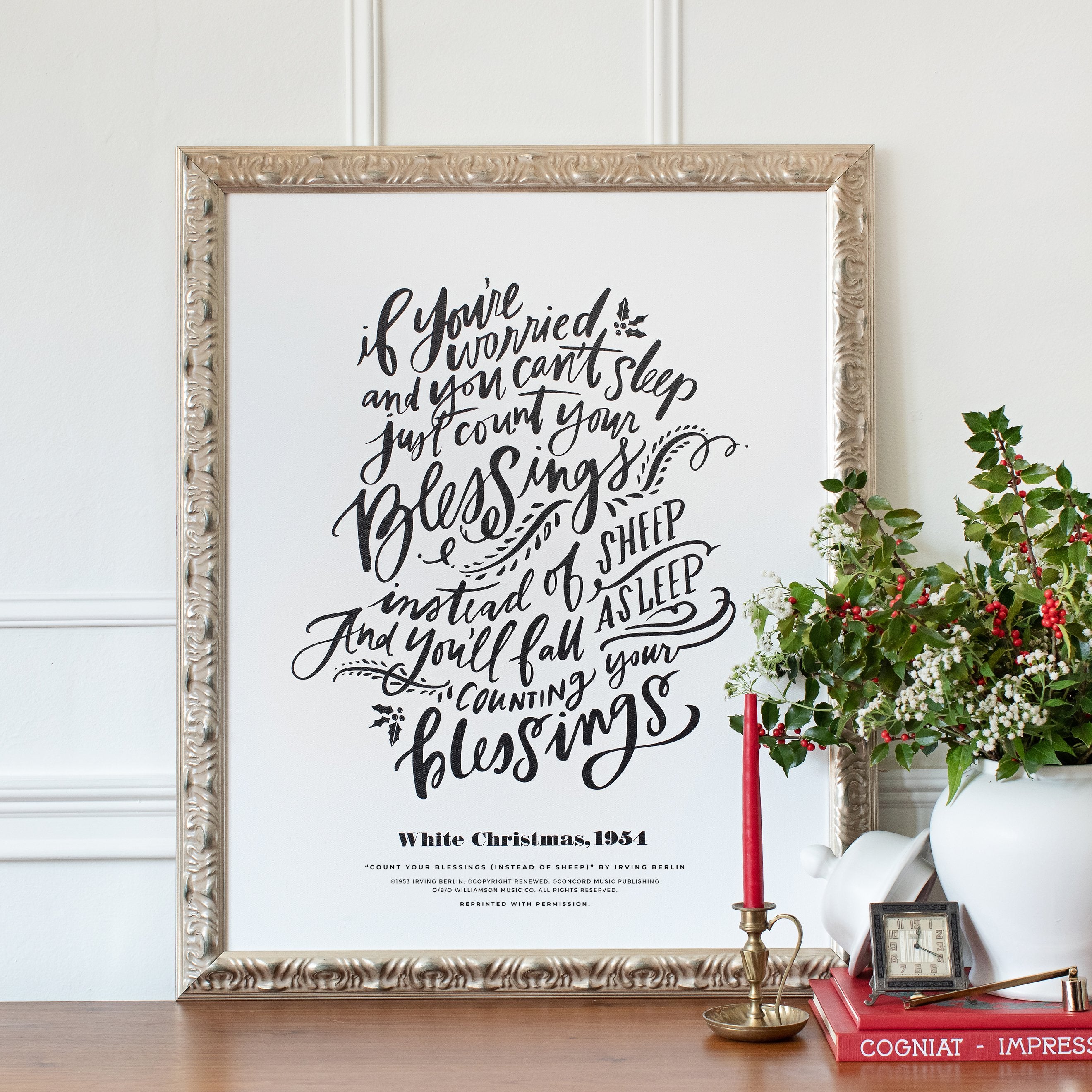 Count Your Blessings (White Christmas) | Warm Grey | Canvas
