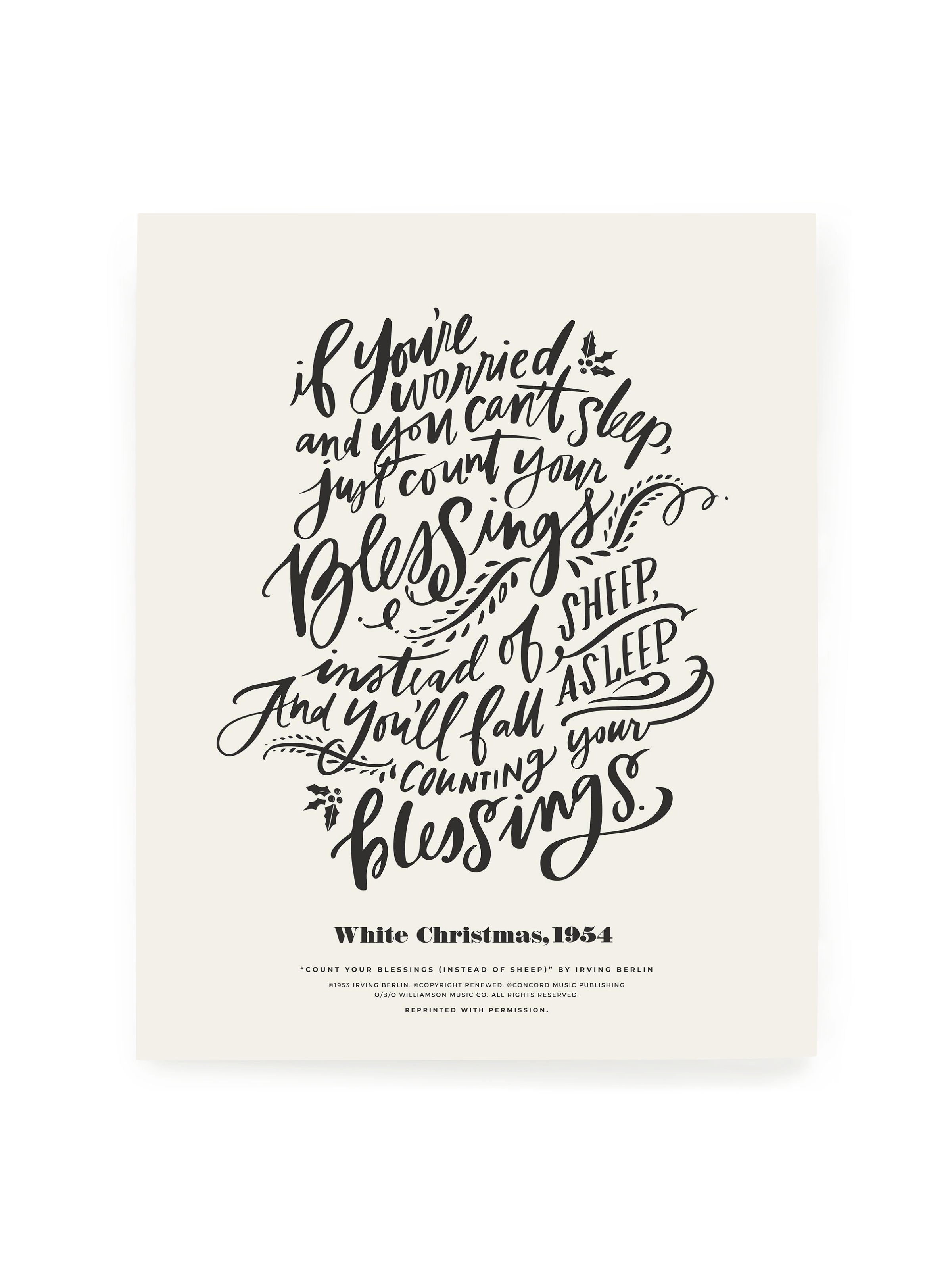 Count Your Blessings (White Christmas) | Alabaster | Art Print