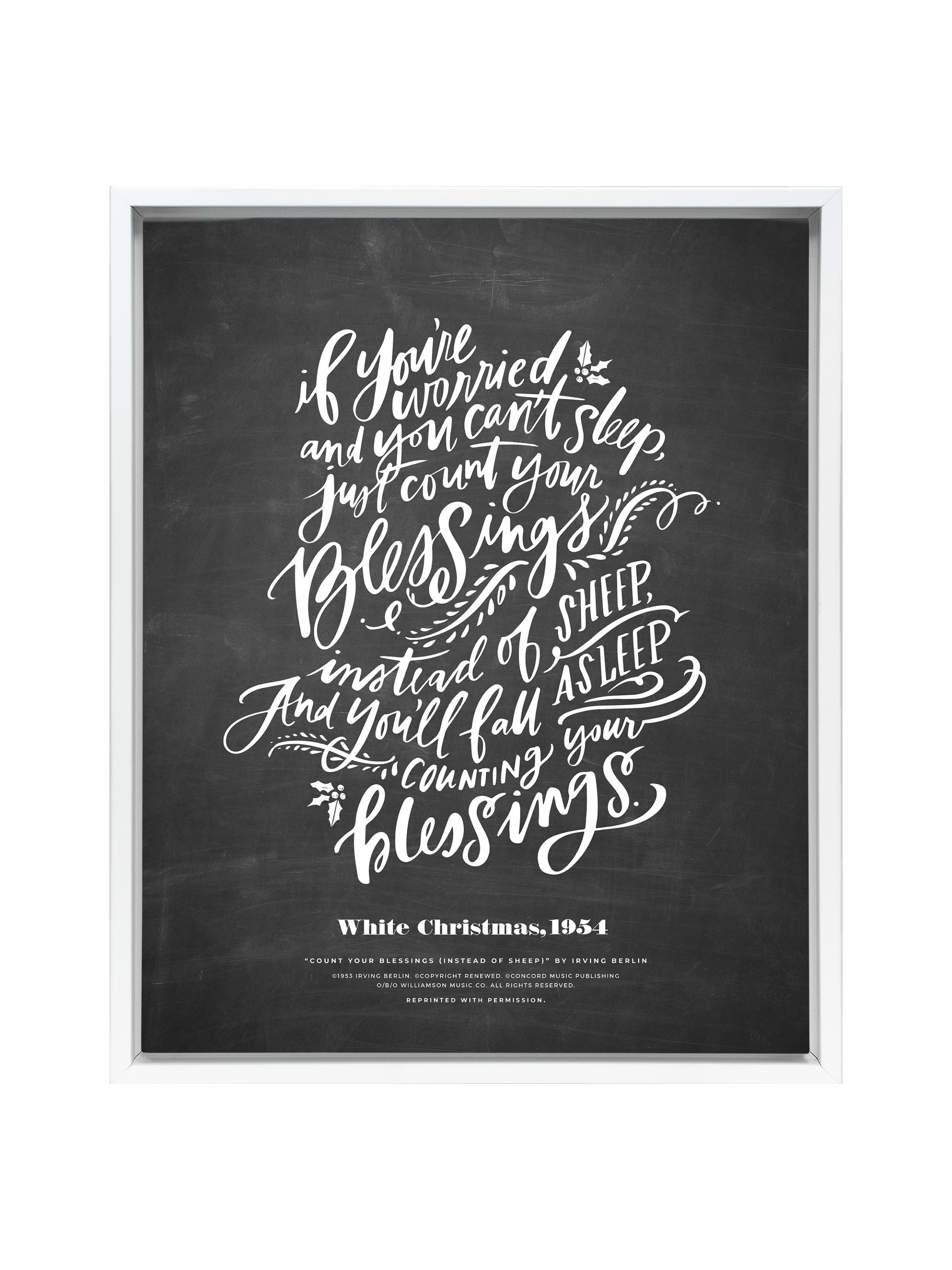 Count Your Blessings (White Christmas) | Blackboard | Canvas