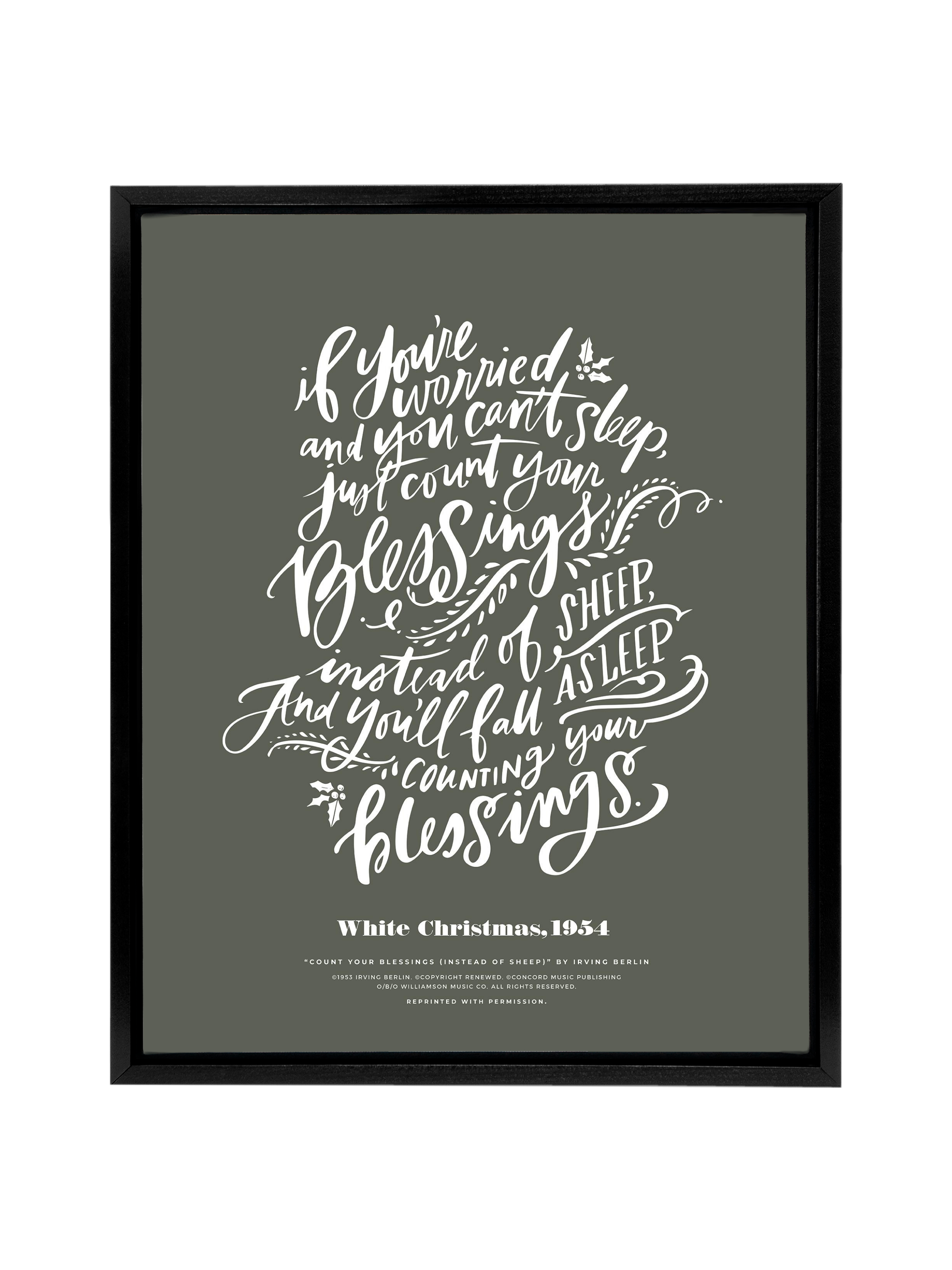 Count Your Blessings (White Christmas) | Camp Green | Canvas
