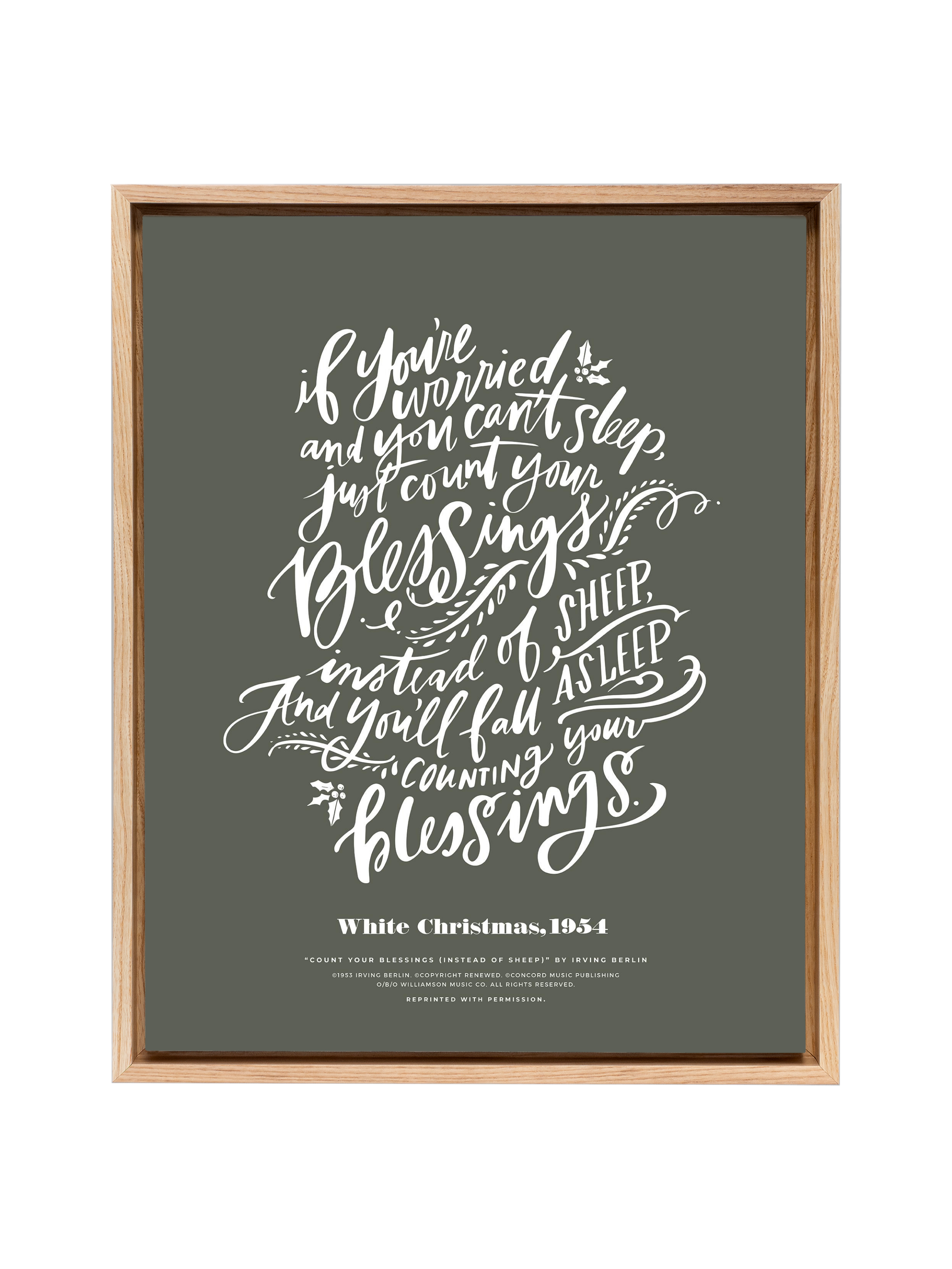 Count Your Blessings (White Christmas) | Camp Green | Canvas