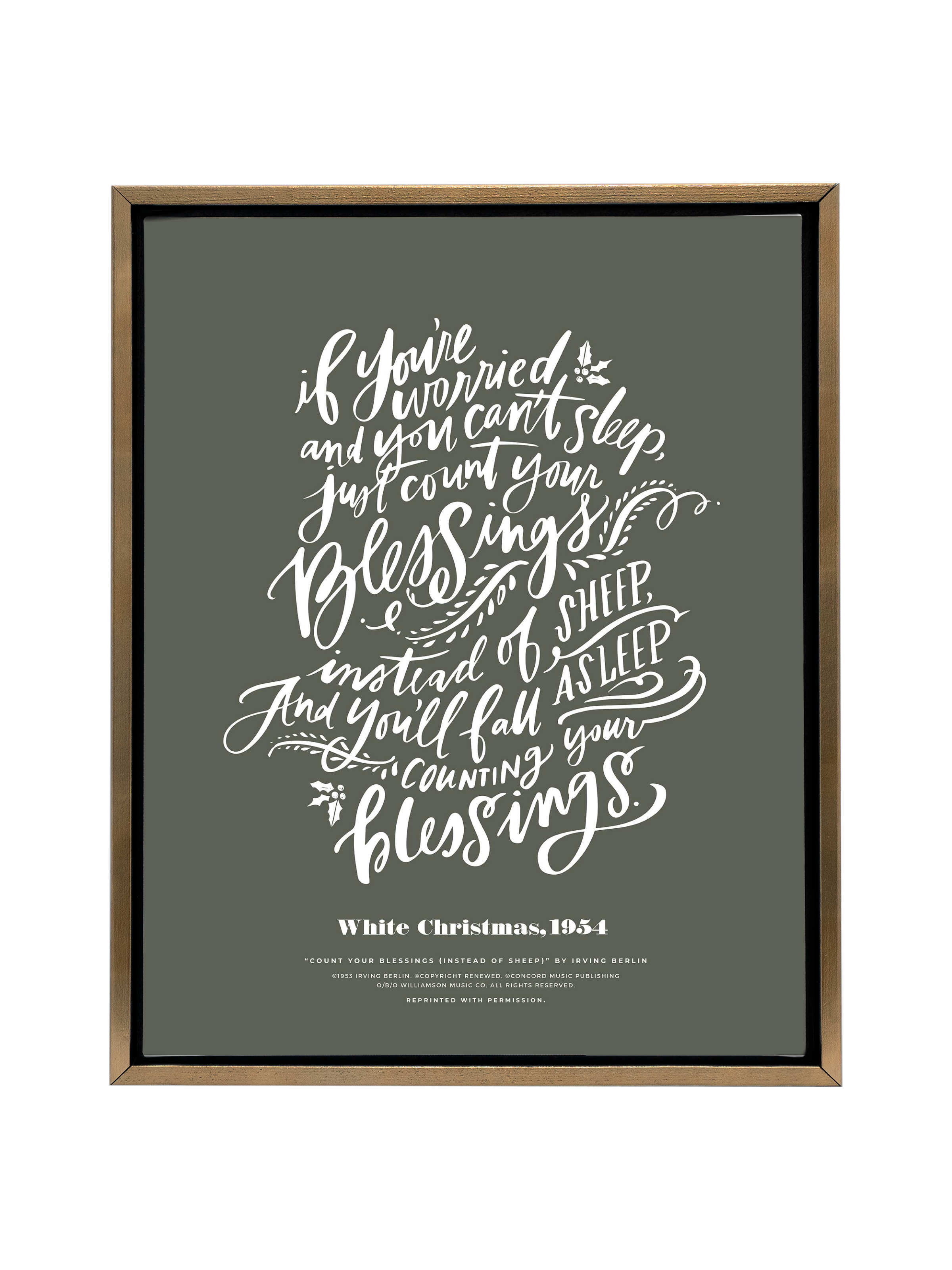 Count Your Blessings (White Christmas) | Camp Green | Canvas