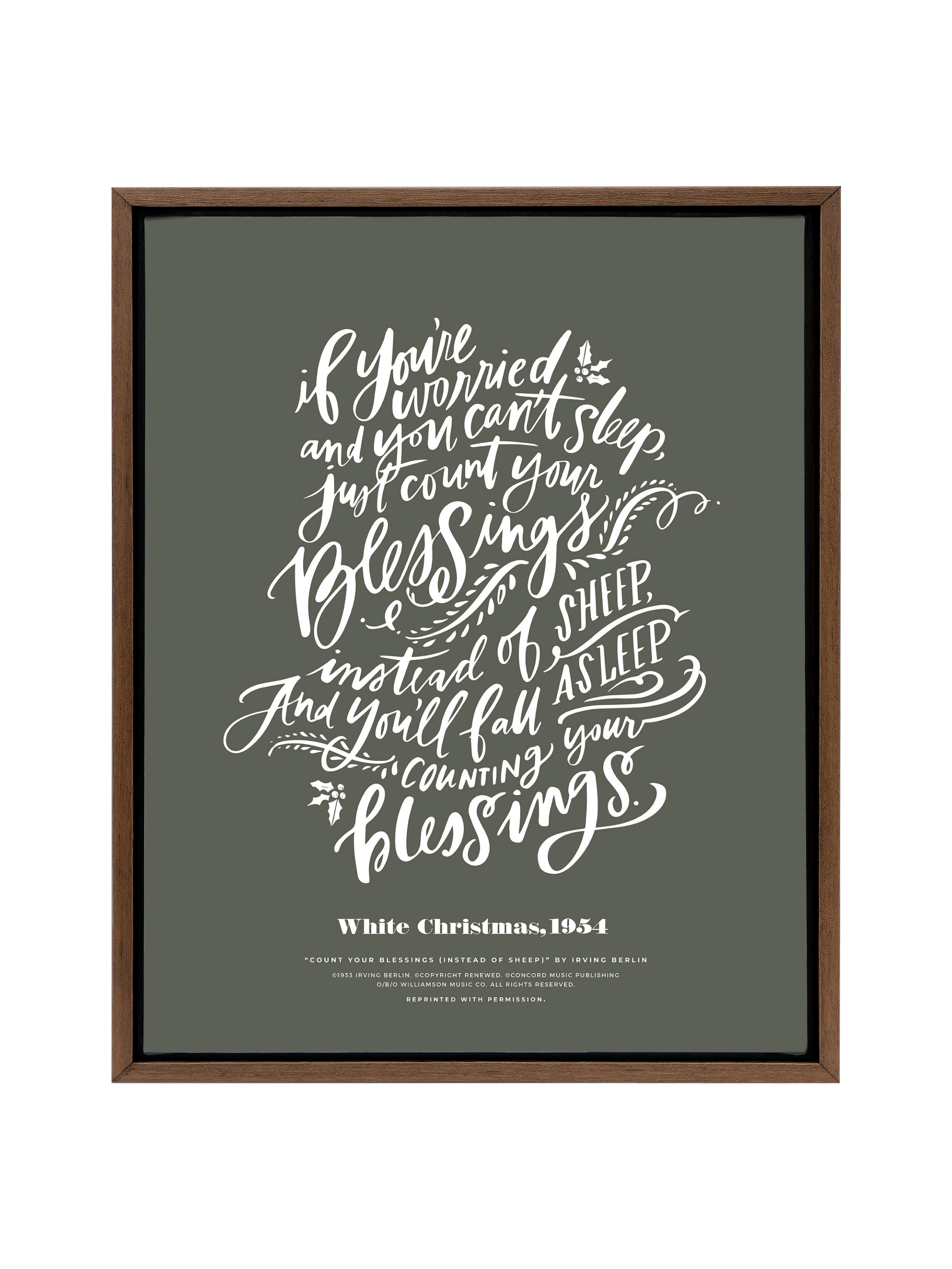 Count Your Blessings (White Christmas) | Camp Green | Canvas