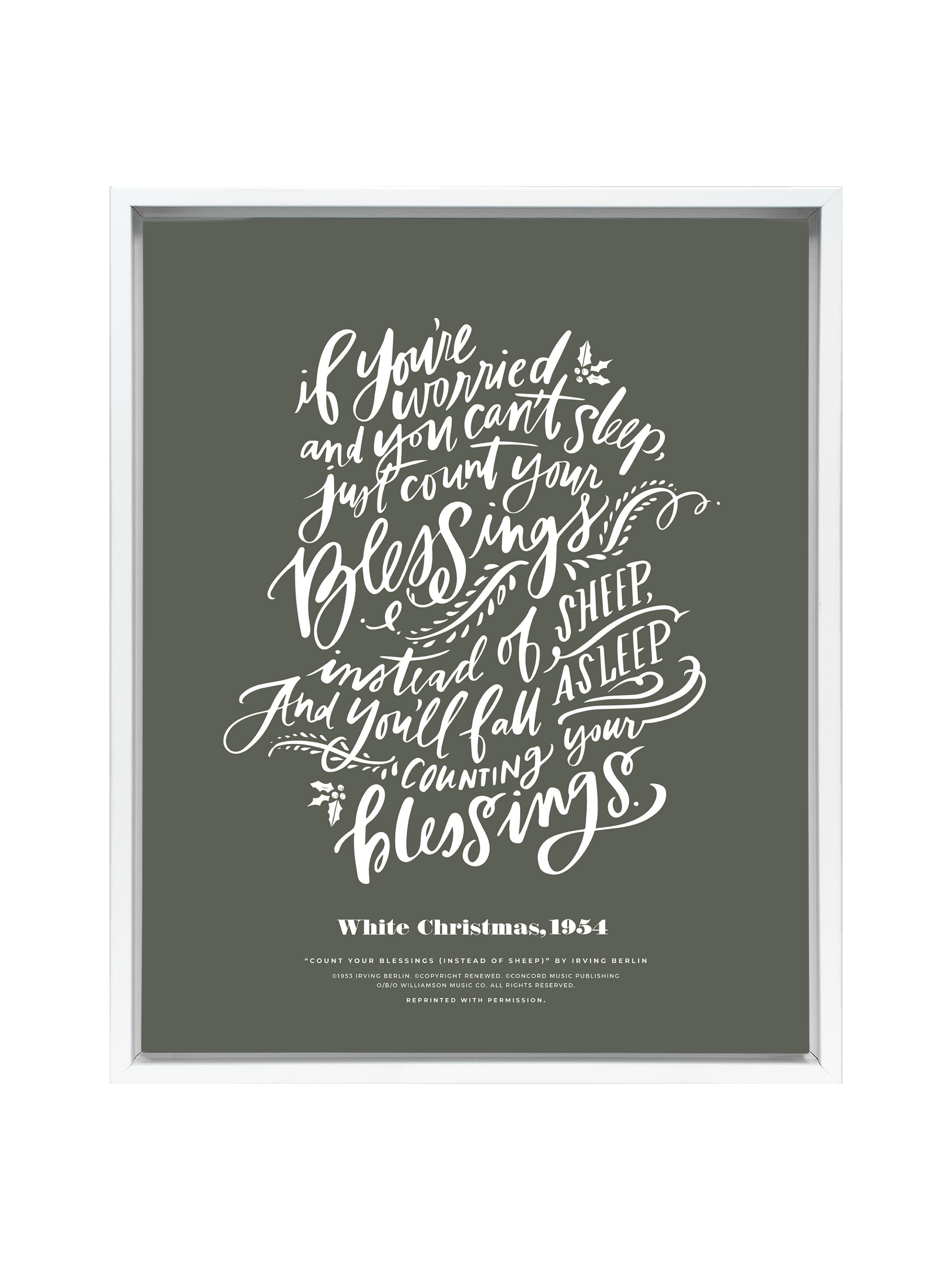 Count Your Blessings (White Christmas) | Camp Green | Canvas