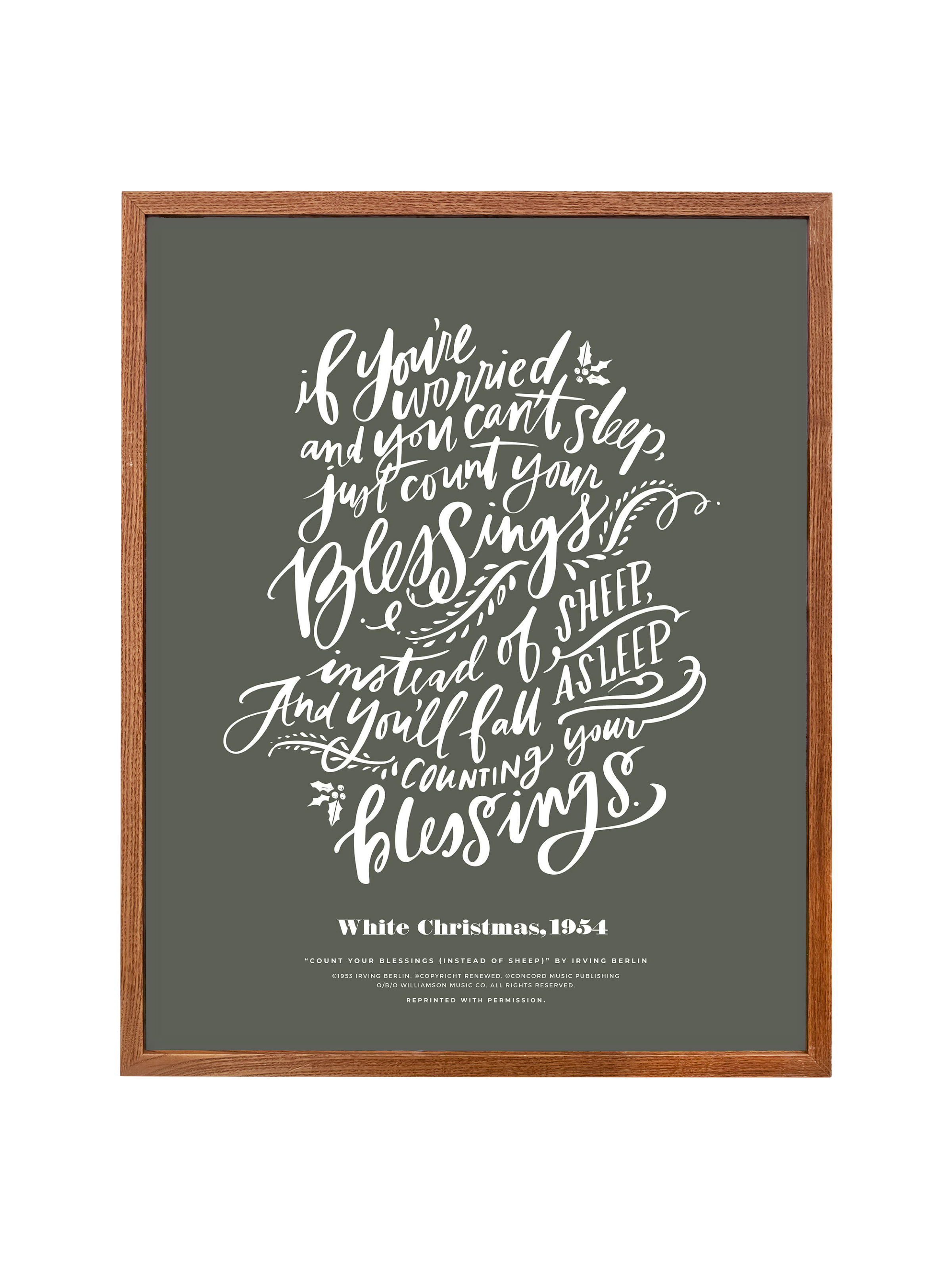 Count Your Blessings (White Christmas) | Camp Green | Canvas