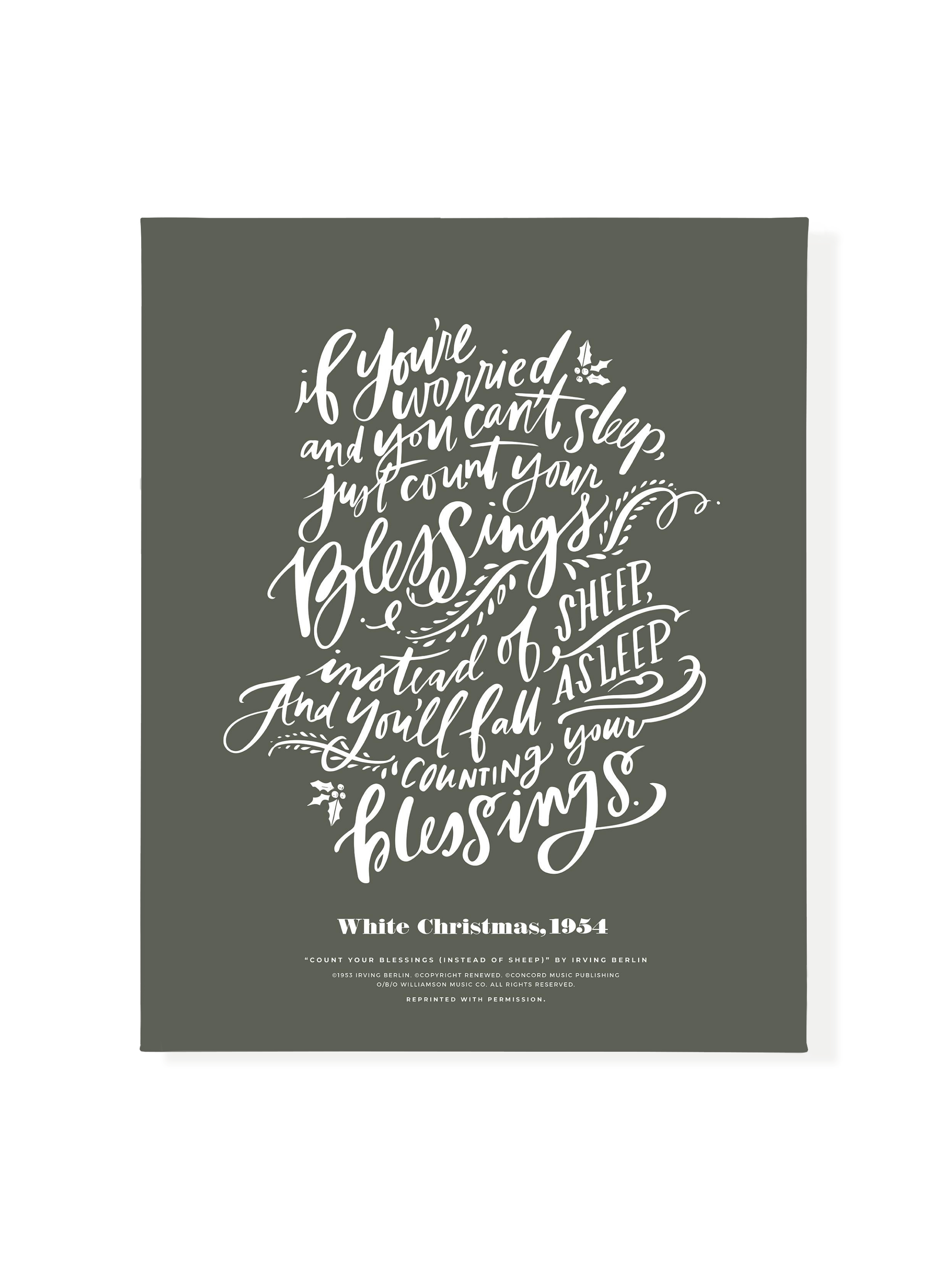 Count Your Blessings (White Christmas) | Camp Green | Canvas