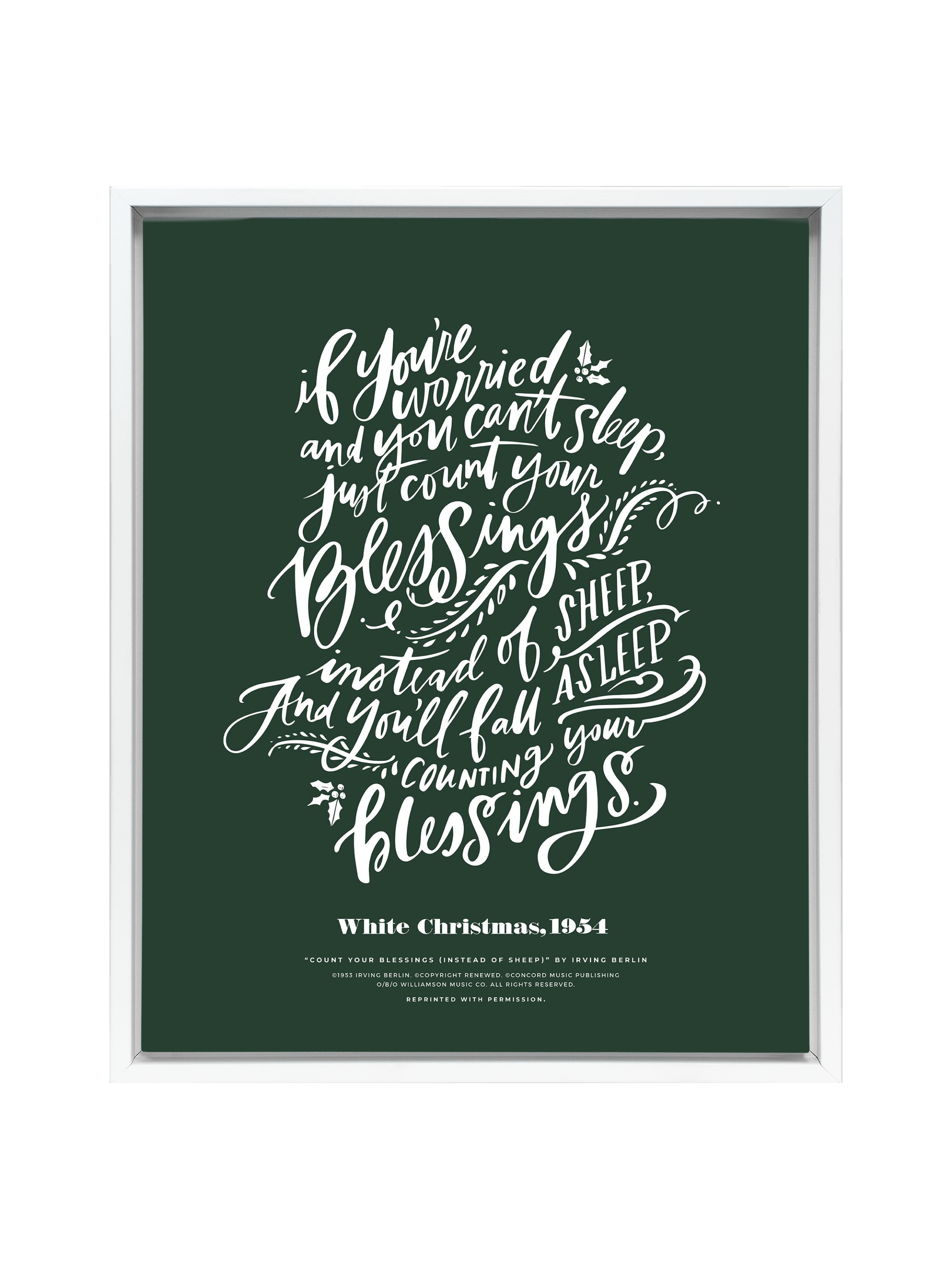 Count Your Blessings (White Christmas) | Evergreen | Canvas