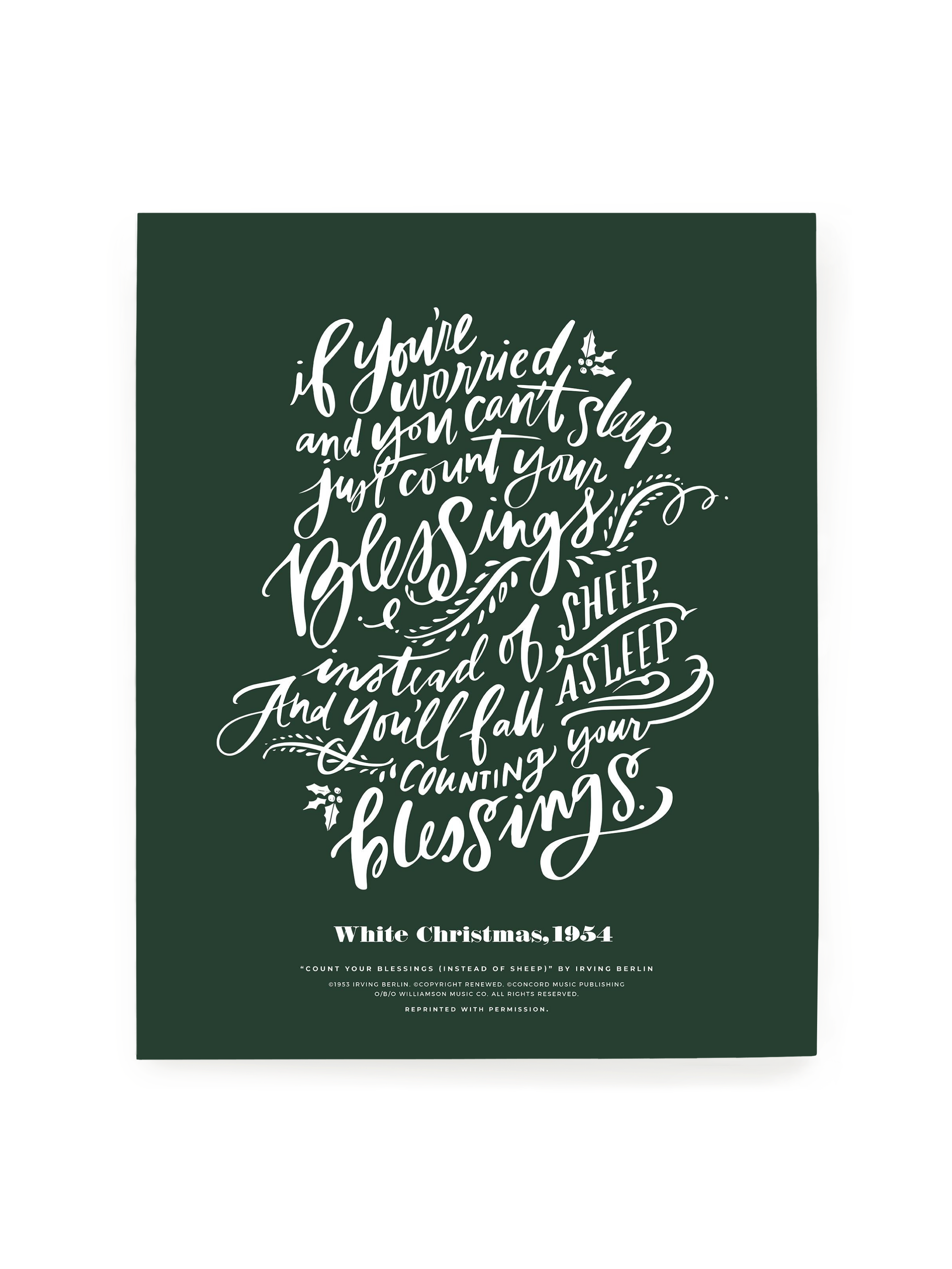 Count Your Blessings (White Christmas) | Evergreen | Art Print