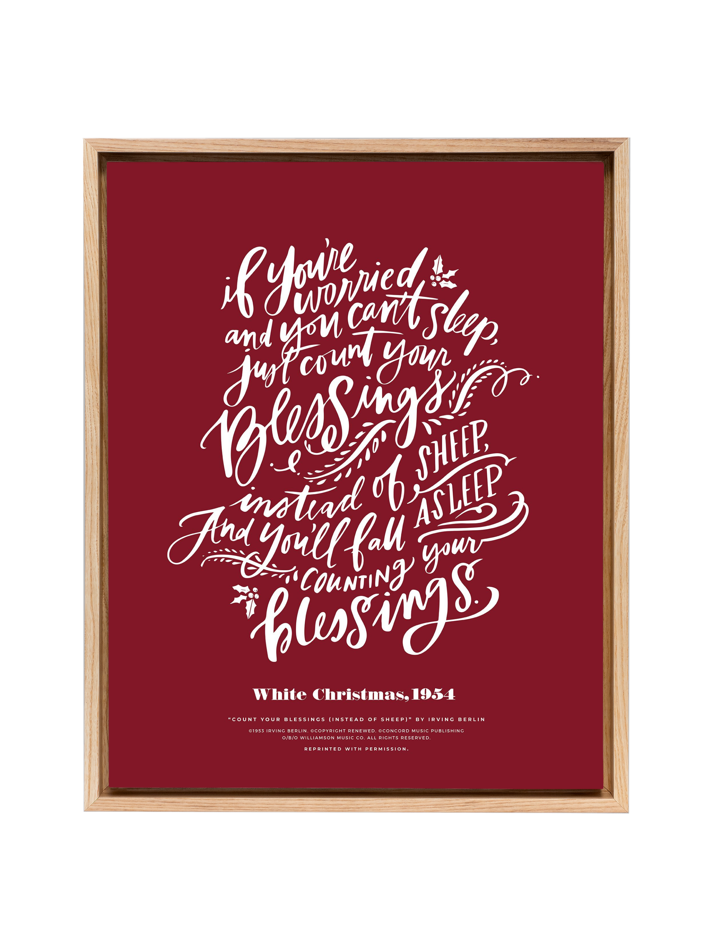 Count Your Blessings (White Christmas) | Holiday Red | Canvas