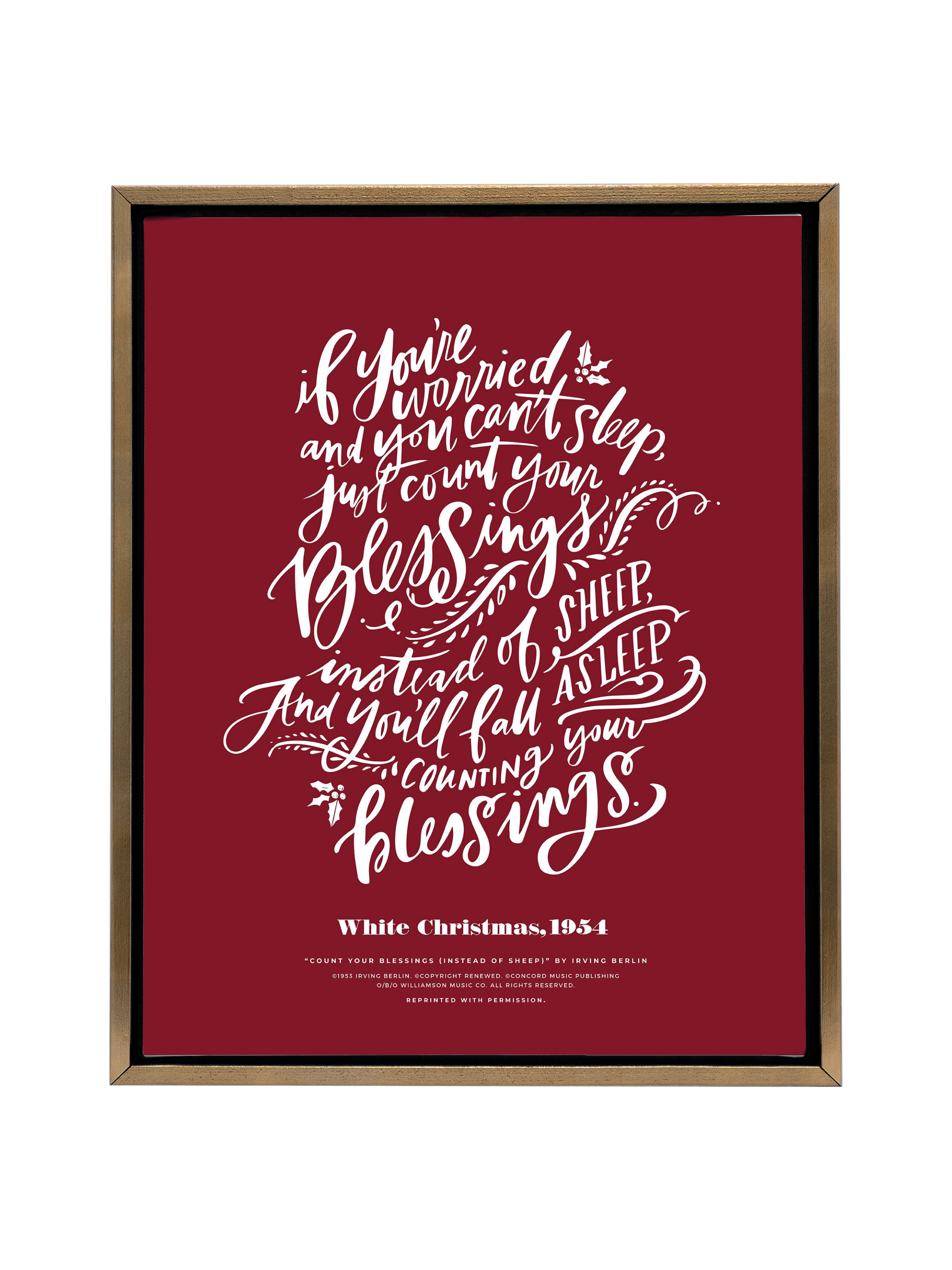 Count Your Blessings (White Christmas) | Holiday Red | Canvas