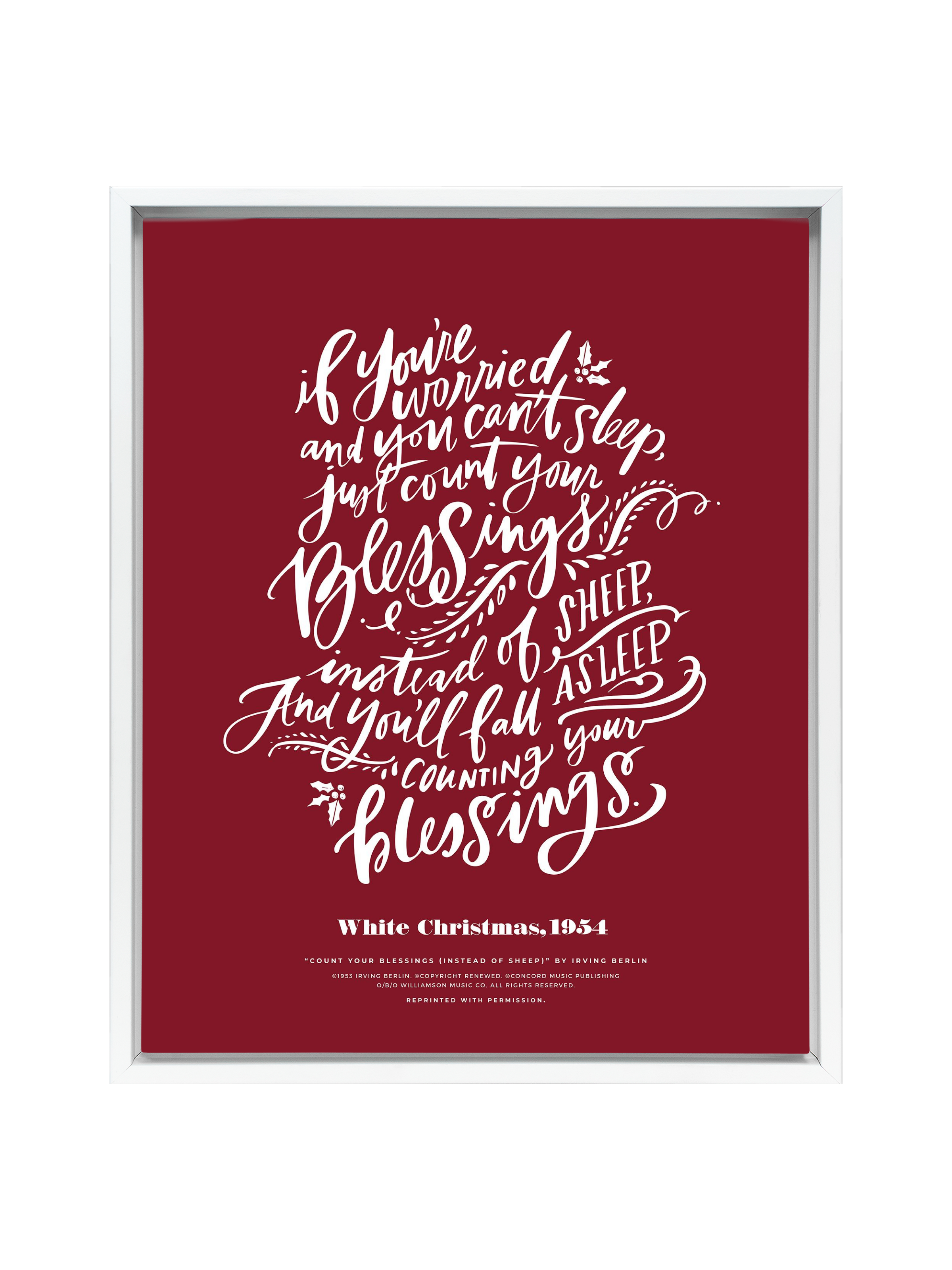 Count Your Blessings (White Christmas) | Holiday Red | Canvas