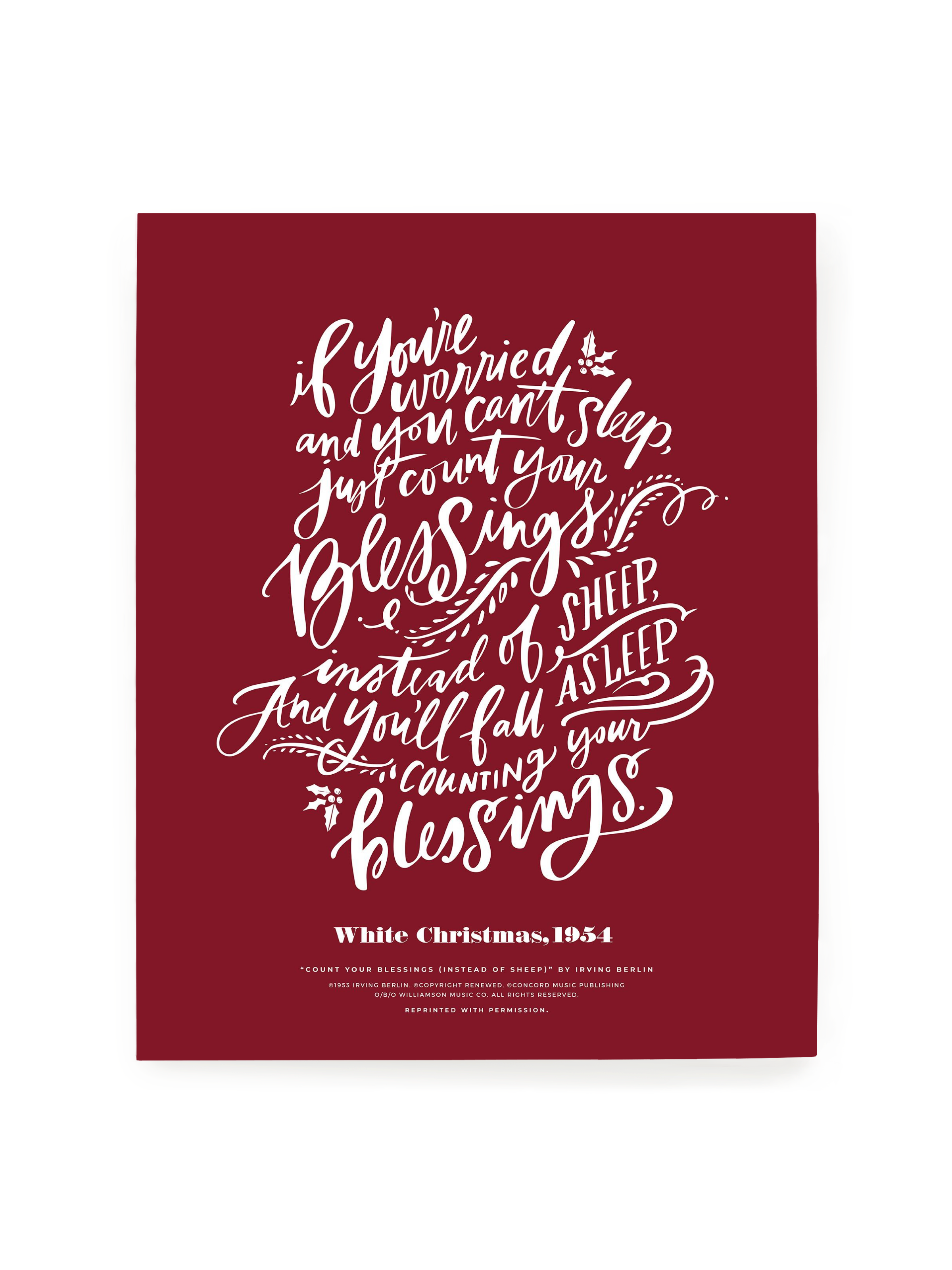 Count Your Blessings (White Christmas) | Holiday Red | Art Print