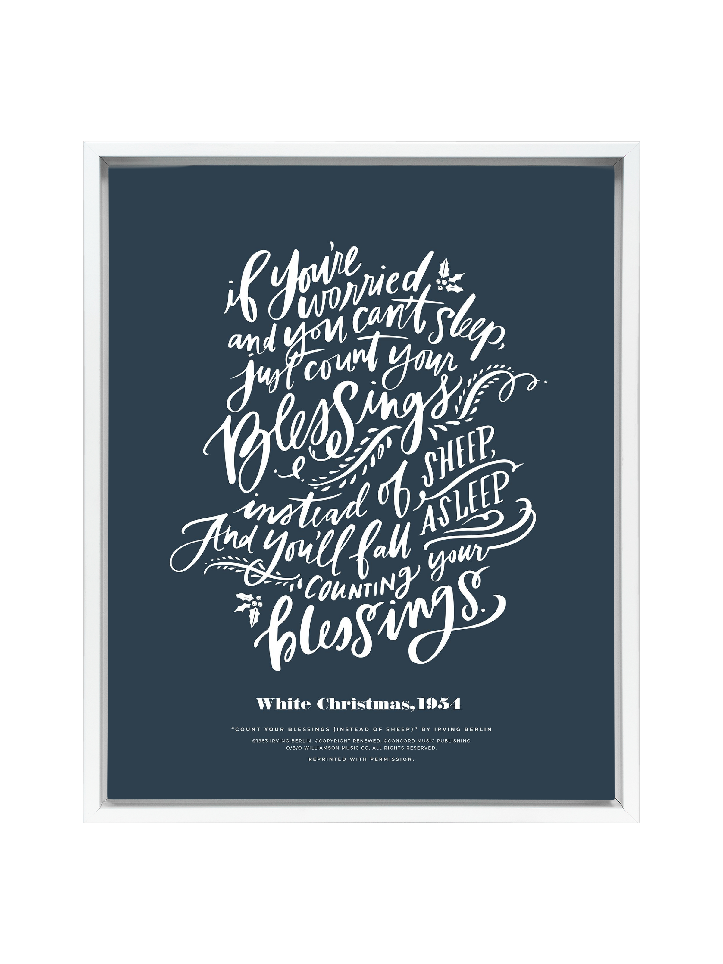 Count Your Blessings (White Christmas) | Interior Navy | Canvas